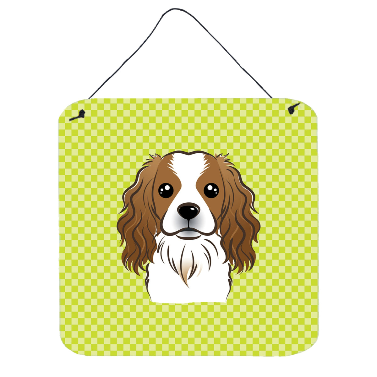 'Caroline'S Treasures Checkerboard Lime Green Cavalier Spaniel Wall Or Door Hanging Prints, 6 X 6''''''