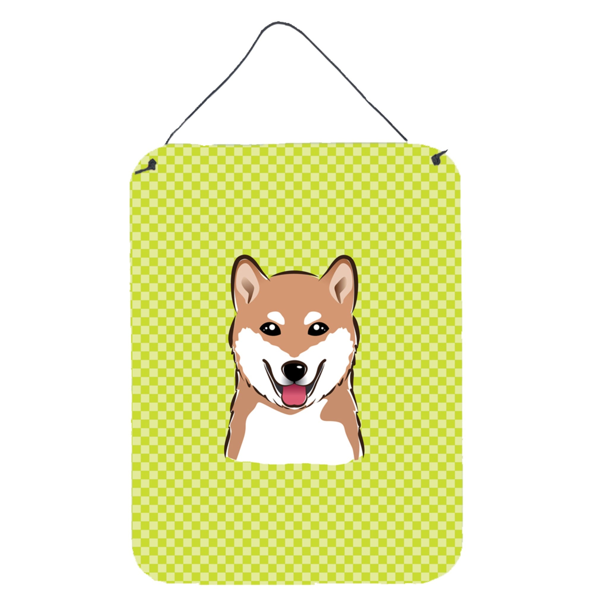 'Caroline'S Treasures Checkerboard Lime Green Shiba Inu Wall Or Door Hanging Prints, 16'''' X 12''''''