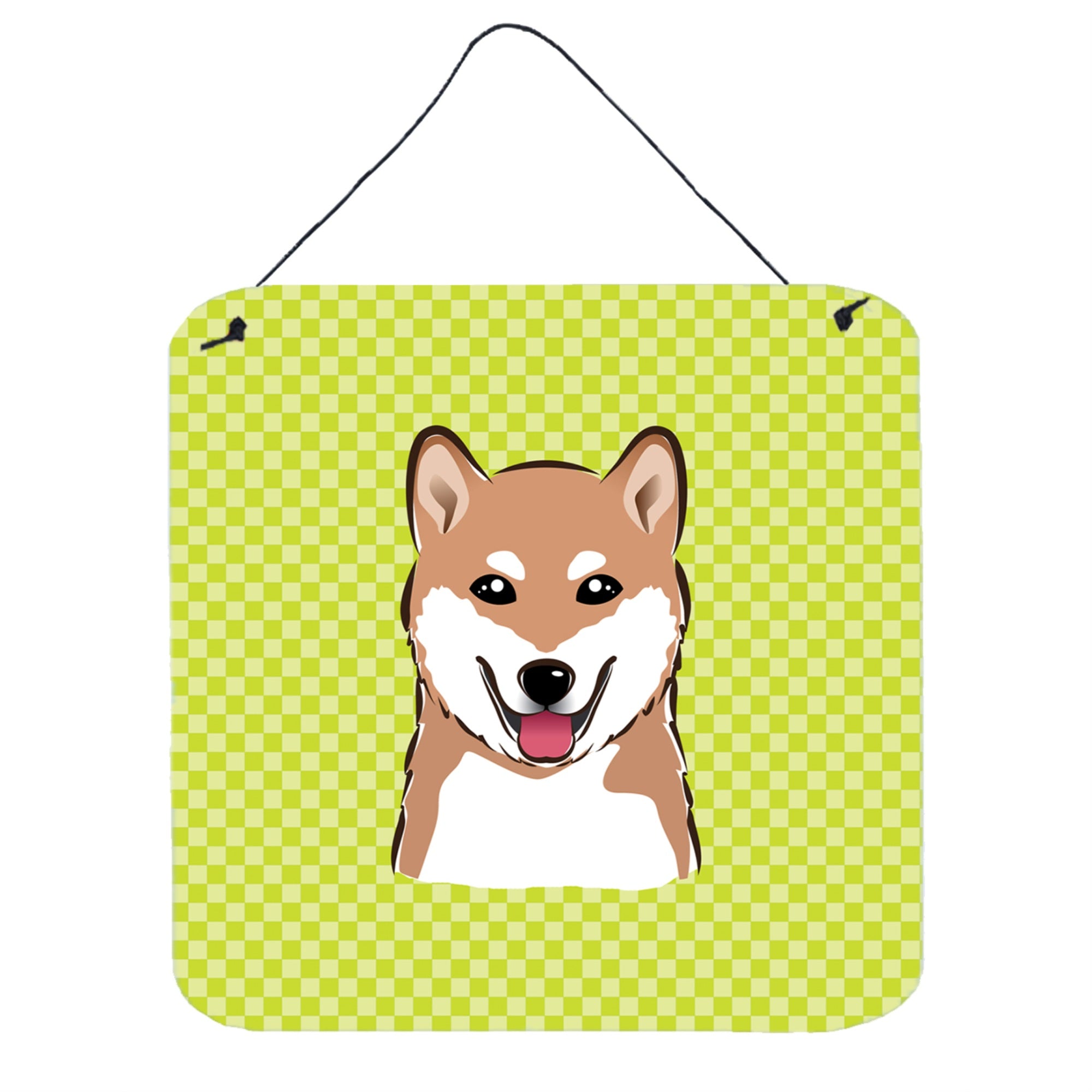 'Caroline'S Treasures Checkerboard Lime Green Shiba Inu Wall Or Door Hanging Prints, 6 X 6''''''