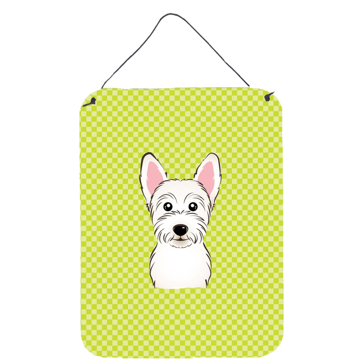 'Caroline'S Treasures Checkerboard Lime Green Westie Wall Or Door Hanging Prints, 16'''' X 12''''''
