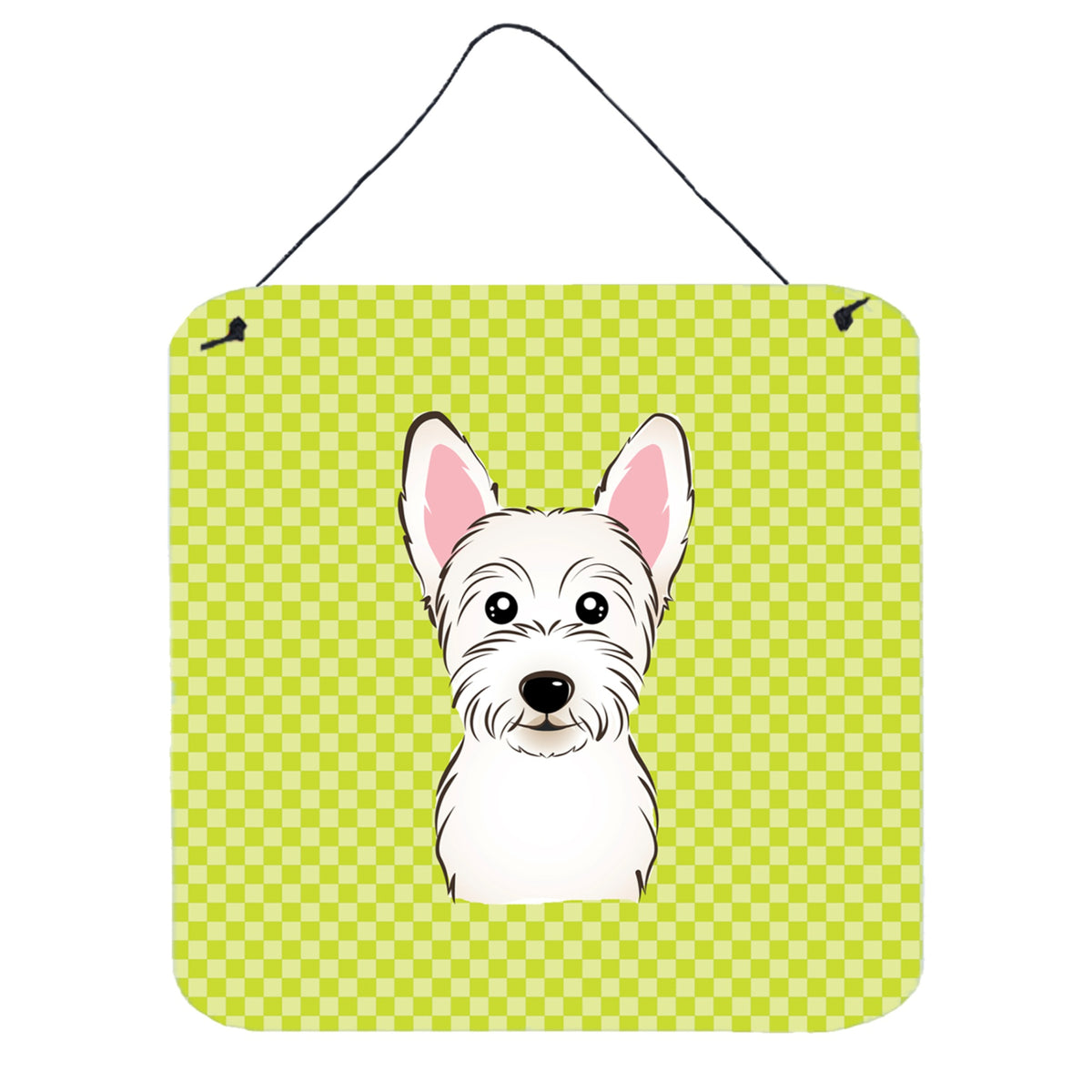 'Caroline'S Treasures Checkerboard Lime Green Westie Wall Or Door Hanging Prints, 6 X 6''''''