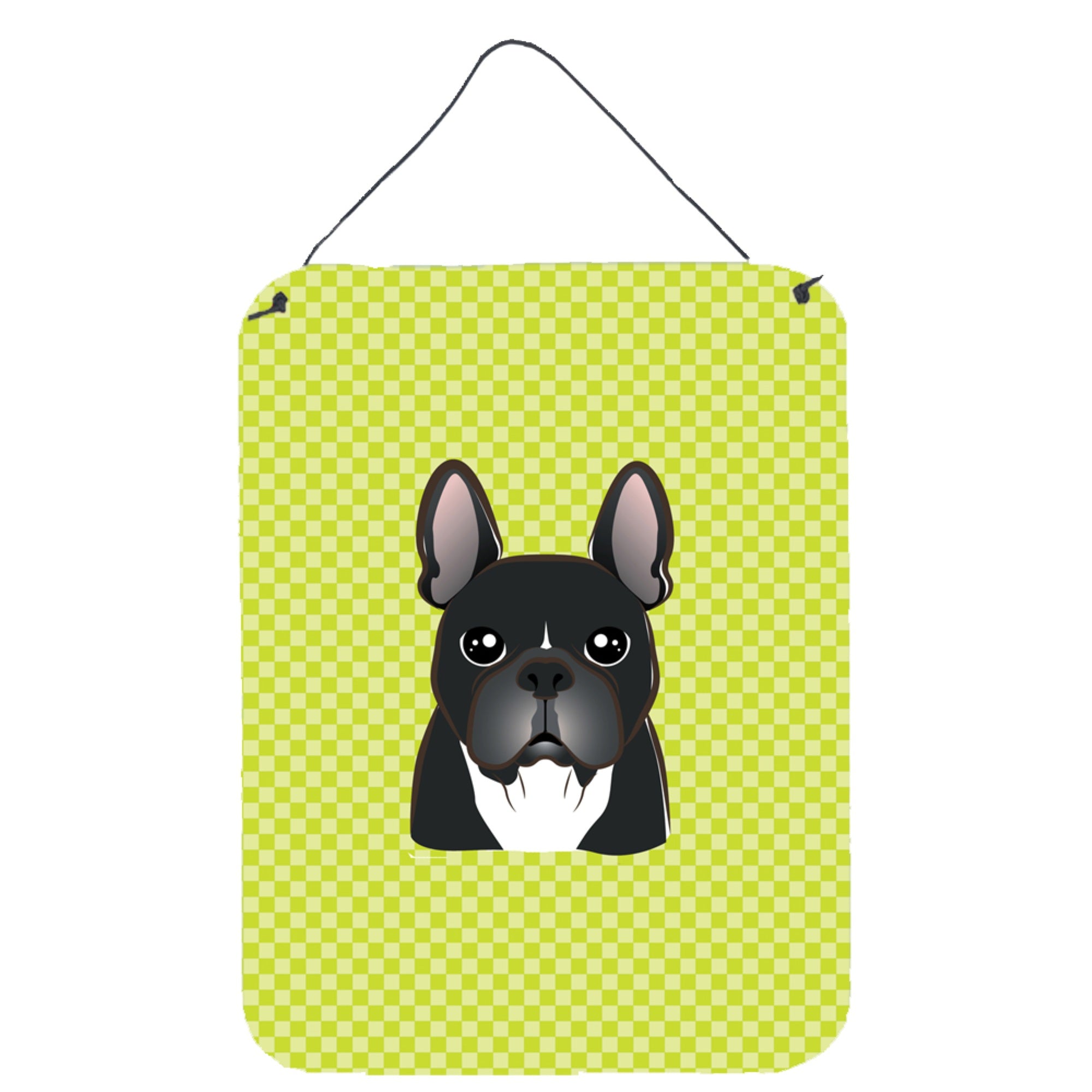 'Caroline'S Treasures Bb1289Ds1216 Checkerboard Lime Green French Bulldog Wall Or Door Hanging Prints, 16'''' X 12''''''