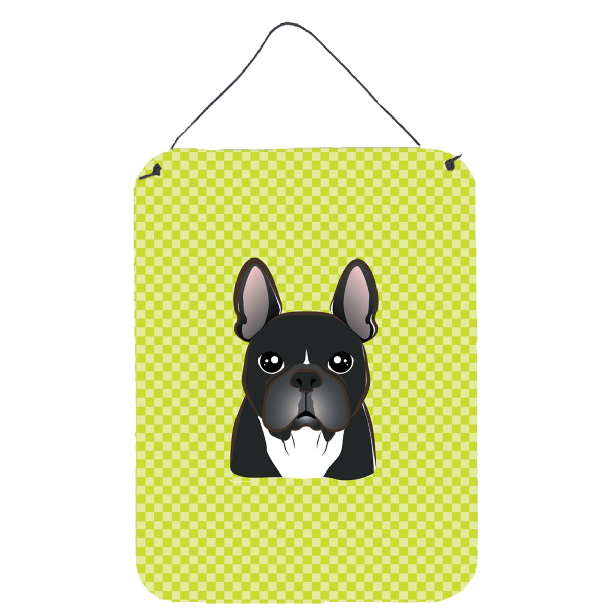 'Caroline'S Treasures Bb1289Ds1216 Checkerboard Lime Green French Bulldog Wall Or Door Hanging Prints, 16'''' X 12''''''
