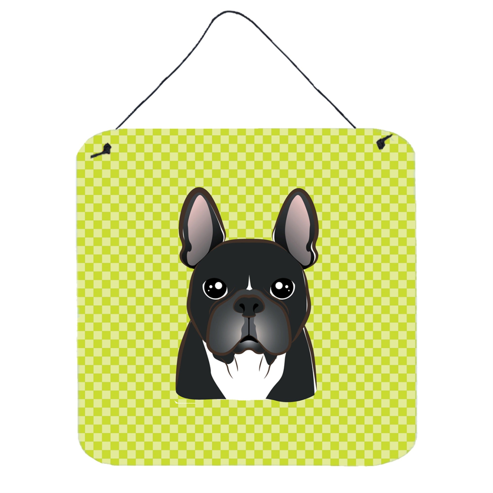 'Caroline'S Treasures Bb1289Ds66 Checkerboard Lime Green French Bulldog Wall Or Door Hanging Prints, 6 X 6''''''