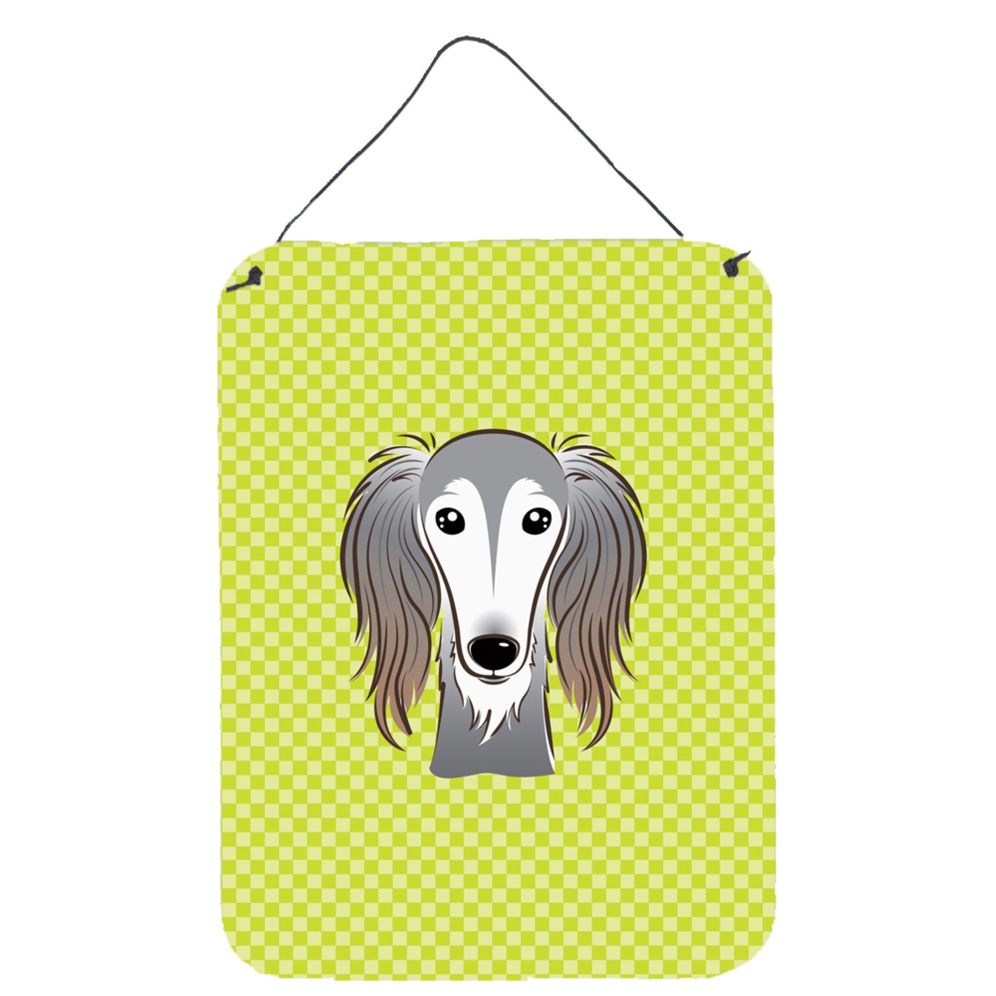 'Caroline'S Treasures Checkerboard Lime Green Saluki Wall Or Door Hanging Prints, 16'''' X 12''''''