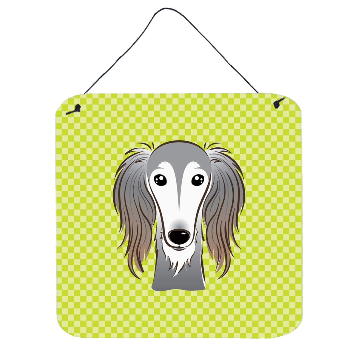'Caroline'S Treasures Checkerboard Lime Green Saluki Wall Or Door Hanging Prints, 6 X 6''''''