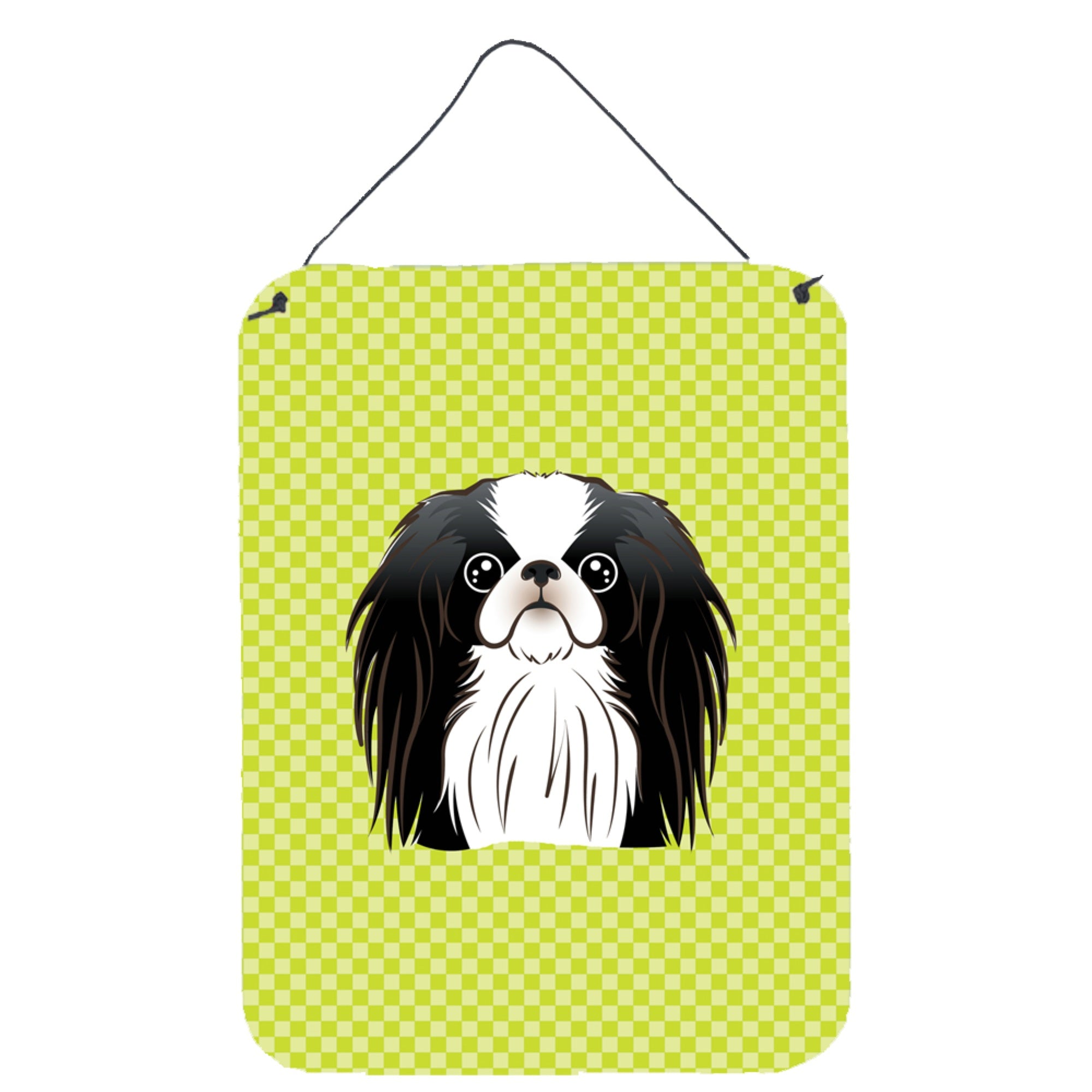 'Caroline'S Treasures Checkerboard Lime Green Japanese Chin Wall Or Door Hanging Prints, 16'''' X 12''''''