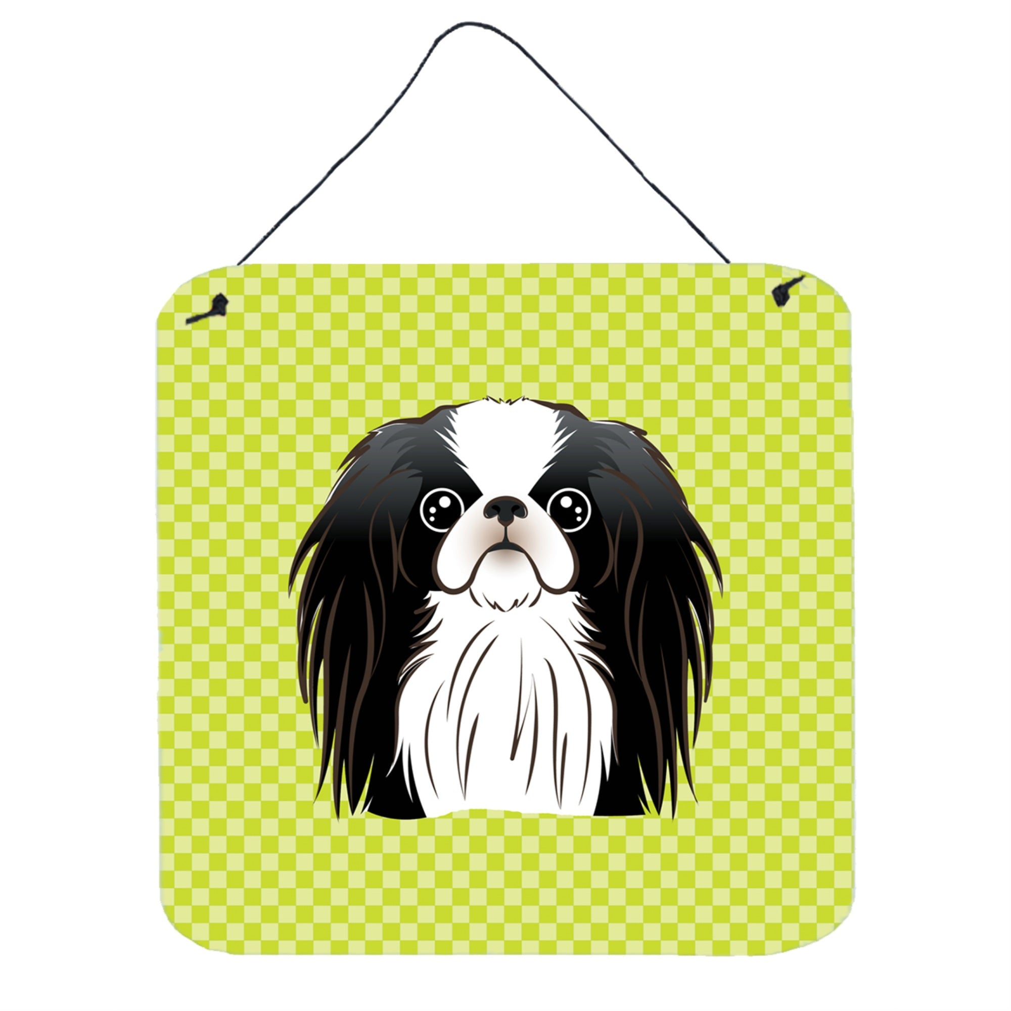 'Caroline'S Treasures Checkerboard Lime Green Japanese Chin Wall Or Door Hanging Prints, 6 X 6''''''