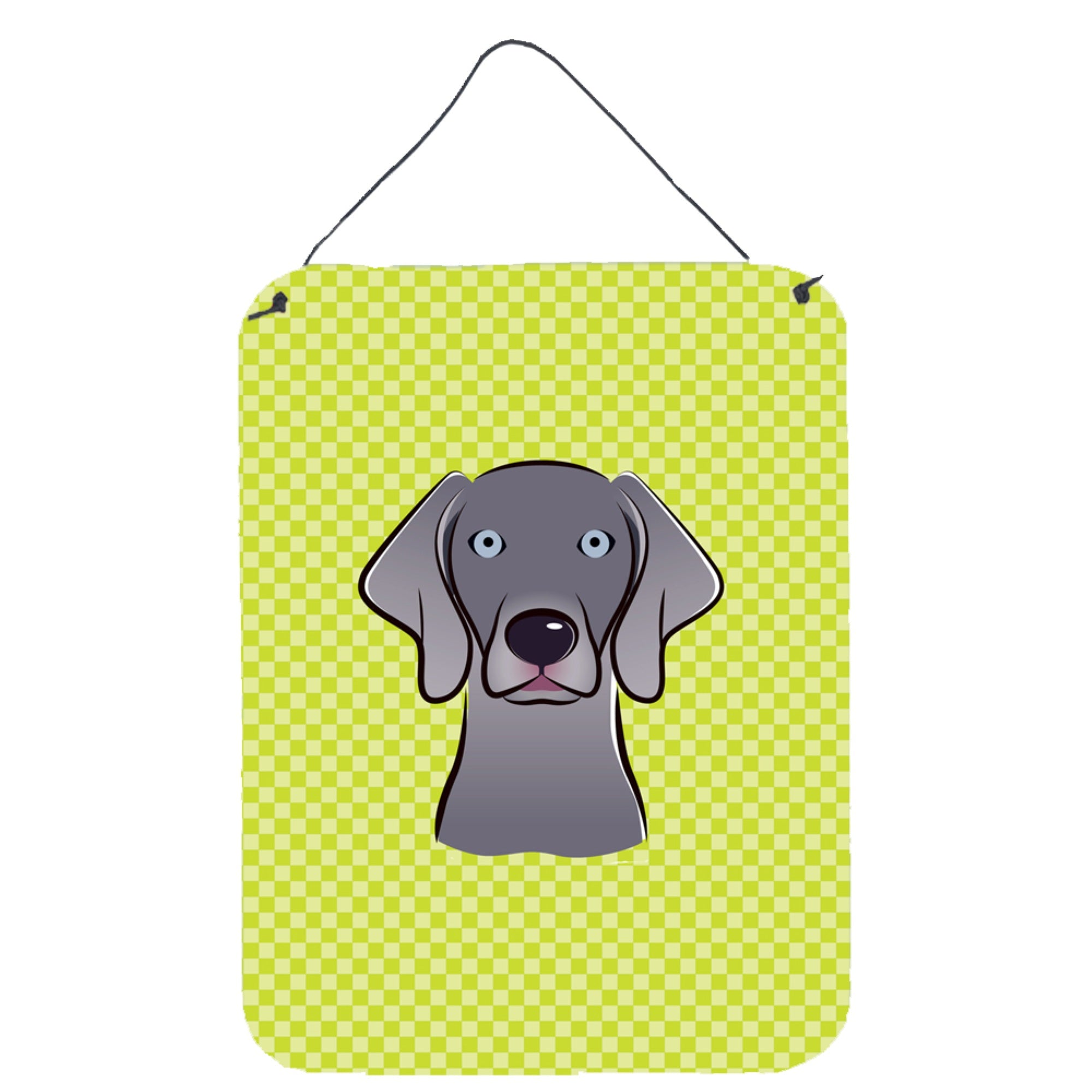 'Caroline'S Treasures Checkerboard Lime Green Weimaraner Wall Or Door Hanging Prints, 16'''' X 12''''''