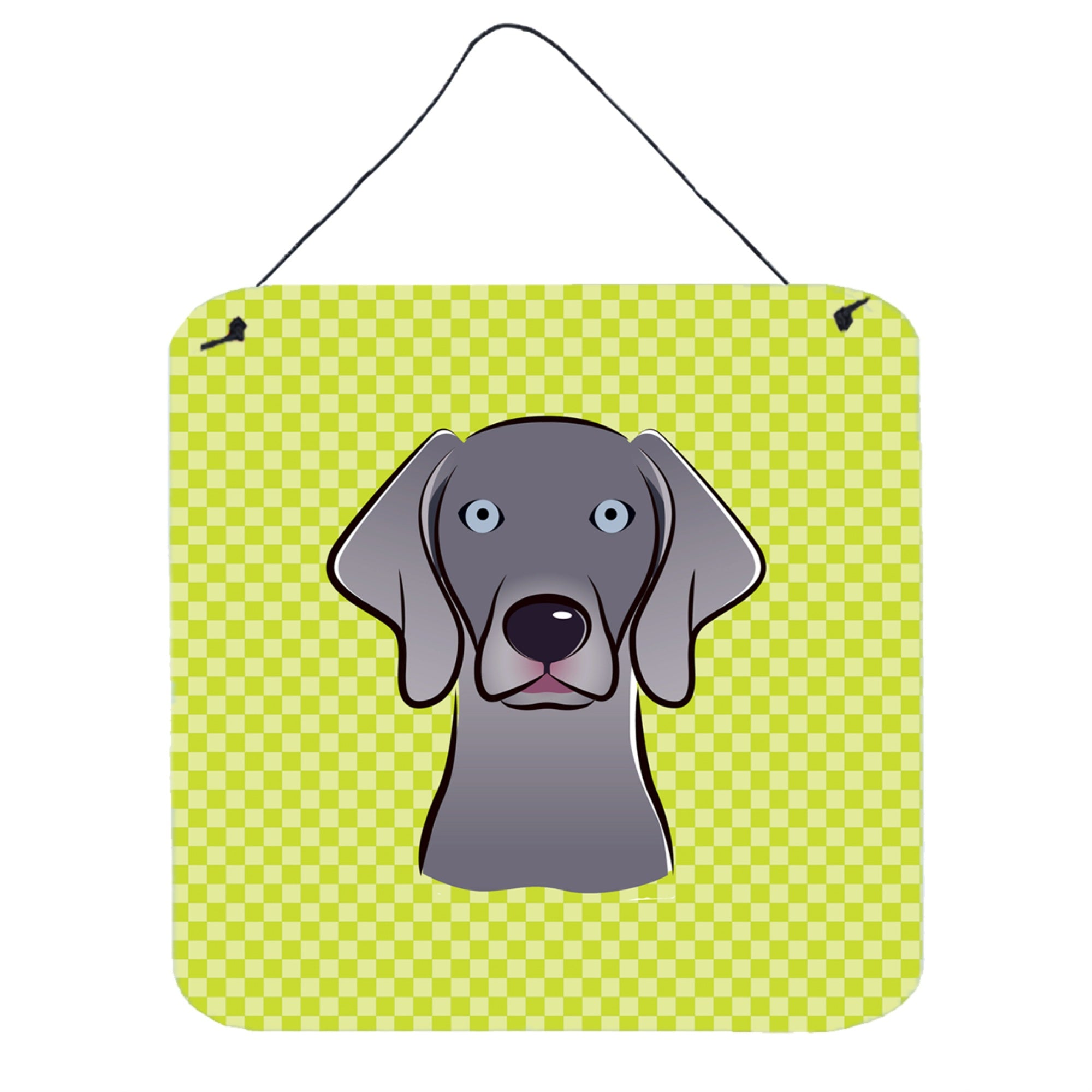 'Caroline'S Treasures Checkerboard Lime Green Weimaraner Wall Or Door Hanging Prints, 6 X 6''''''