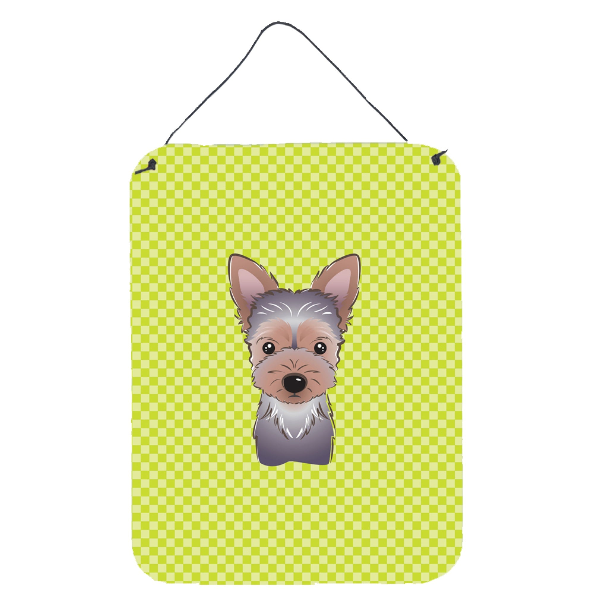 'Caroline'S Treasures Checkerboard Lime Green Yorkie Puppy Wall Or Door Hanging Prints, 16'''' X 12''''''