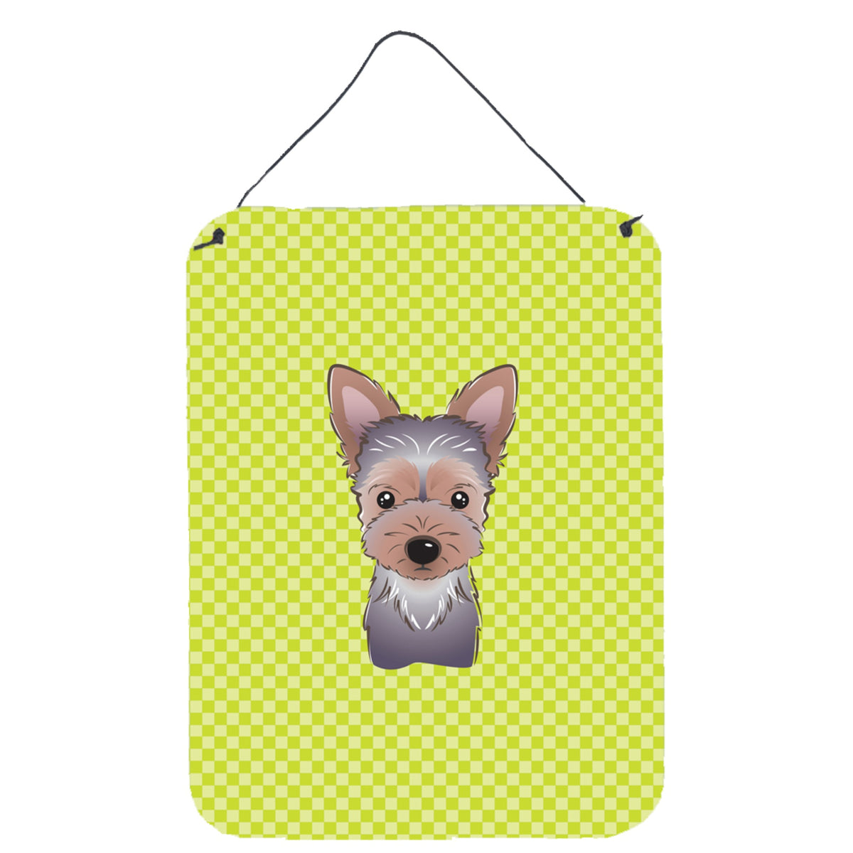 'Caroline'S Treasures Checkerboard Lime Green Yorkie Puppy Wall Or Door Hanging Prints, 16'''' X 12''''''