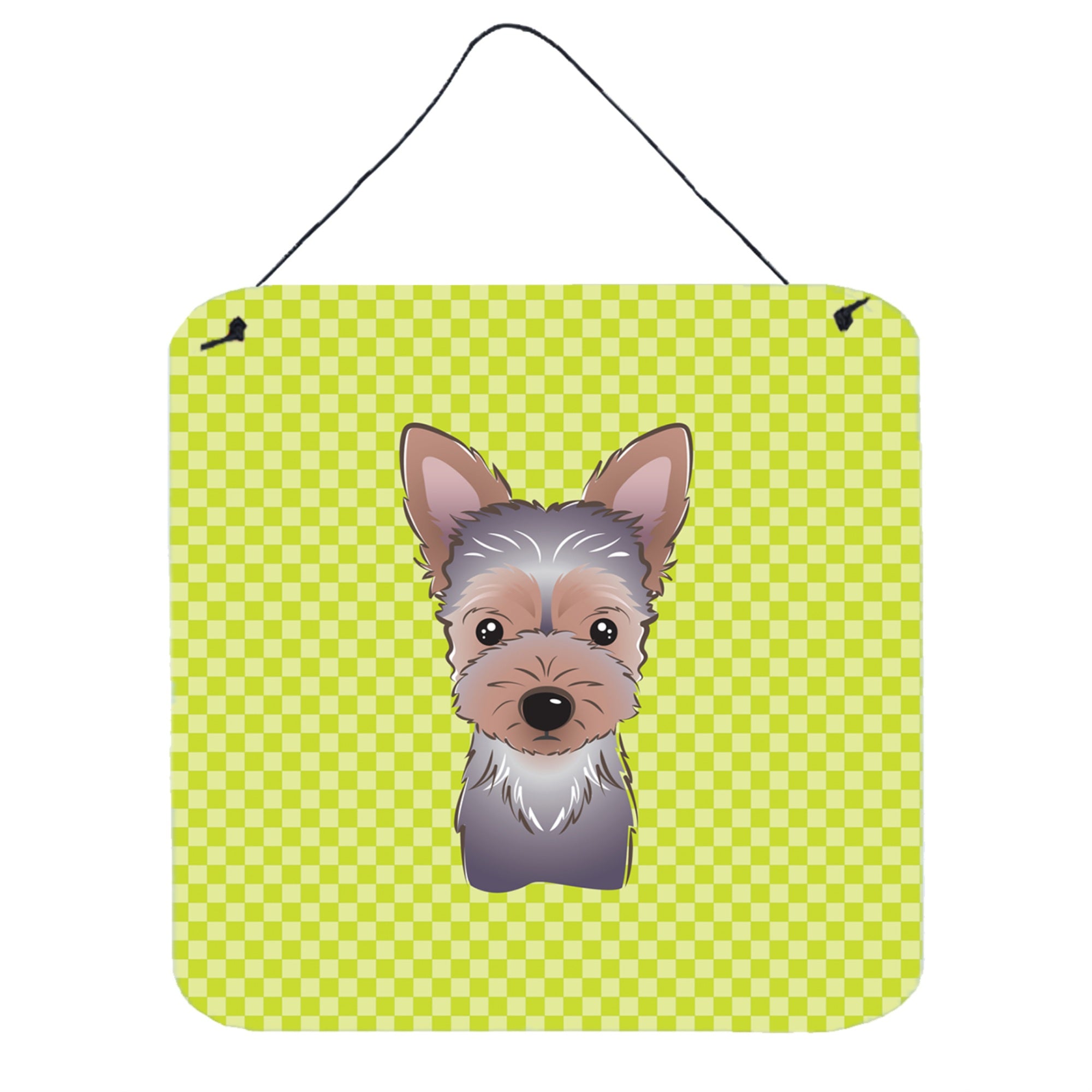 'Caroline'S Treasures Checkerboard Lime Green Yorkie Puppy Wall Or Door Hanging Prints, 6 X 6''''''