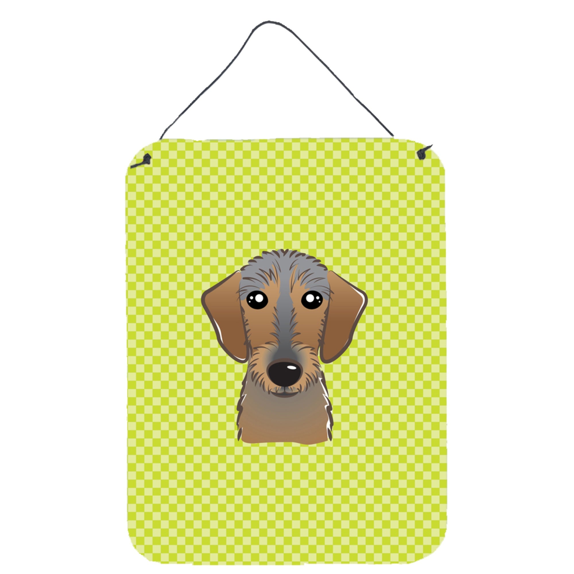 'Caroline'S Treasures Checkerboard Lime Green Wirehaired Dachshund Wall Or Door Hanging Prints, 16'''' X 12''''''