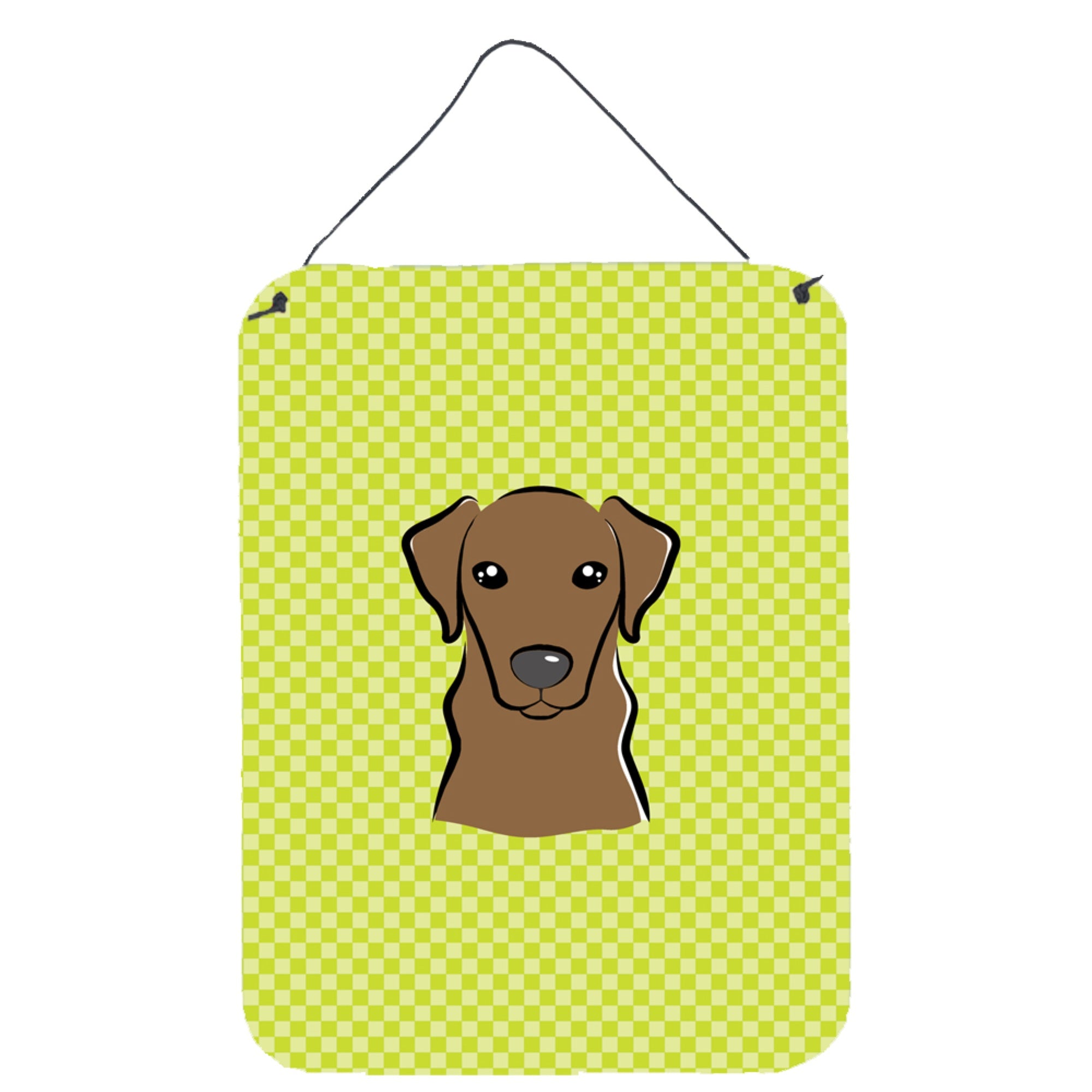 'Caroline'S Treasures Checkerboard Lime Green Chocolate Labrador Wall Or Door Hanging Prints, 16'''' X 12''''''