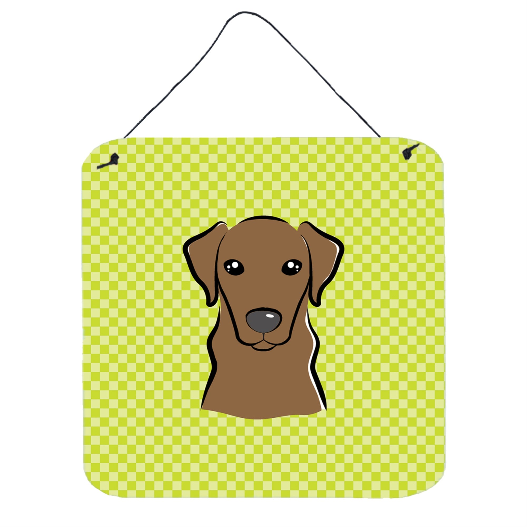 'Caroline'S Treasures Checkerboard Lime Green Chocolate Labrador Wall Or Door Hanging Prints, 6 X 6''''''