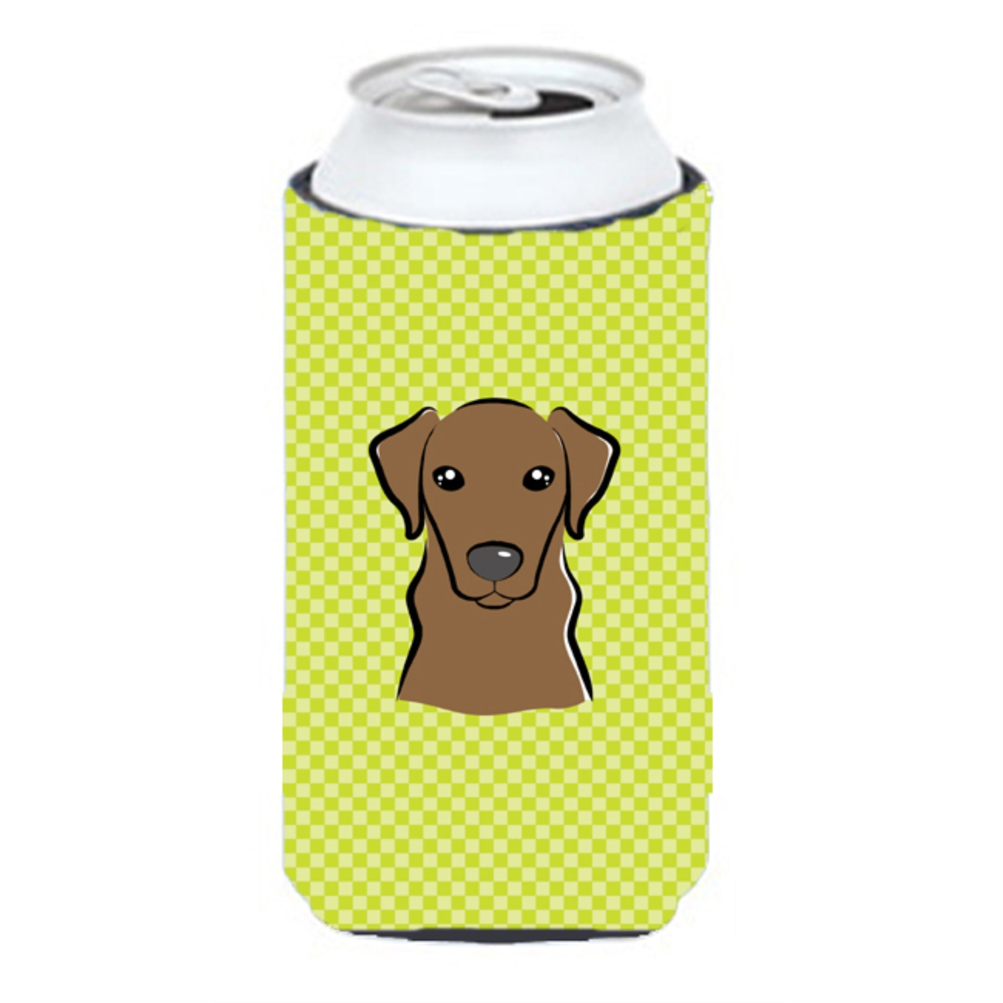Checkerboard Lime Green Chocolate Labrador Tall Boy Beverage Insulator Hugger Bb1296Tbc