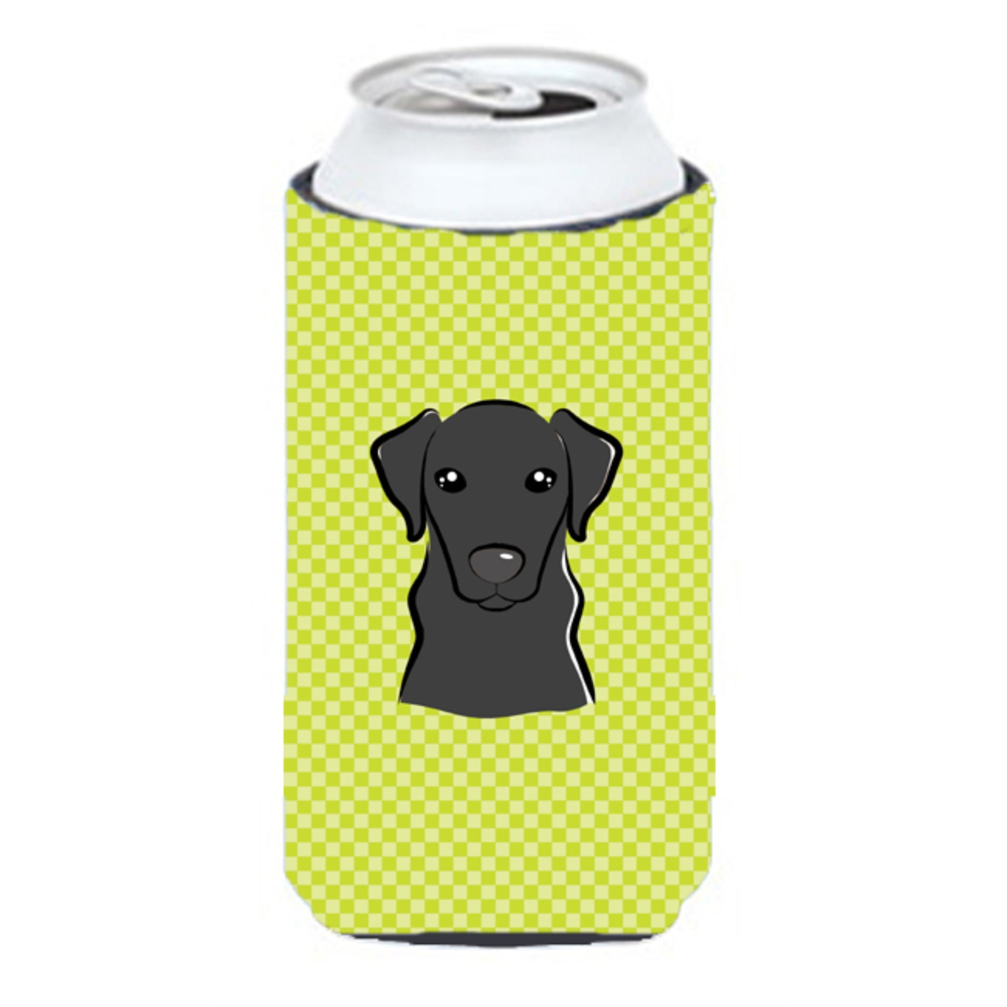 Checkerboard Lime Green Black Labrador Tall Boy Beverage Insulator Hugger Bb1297Tbc