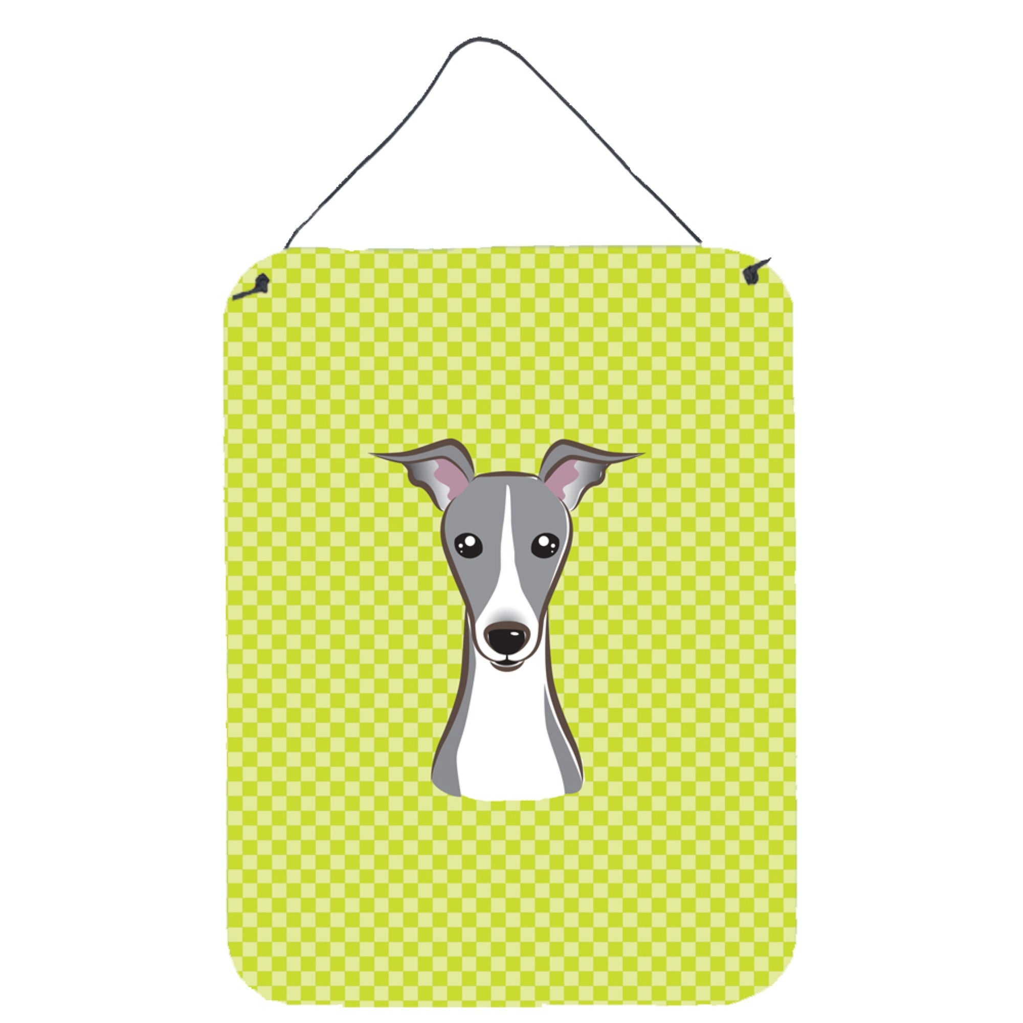 'Caroline'S Treasures Checkerboard Lime Green Italian Greyhound Wall Or Door Hanging Prints, 16'''' X 12''''''