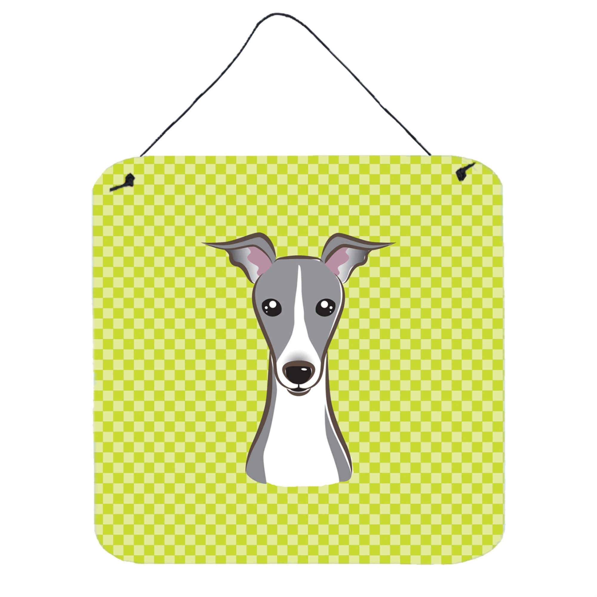 'Caroline'S Treasures Checkerboard Lime Green Italian Greyhound Wall Or Door Hanging Prints, 6 X 6''''''
