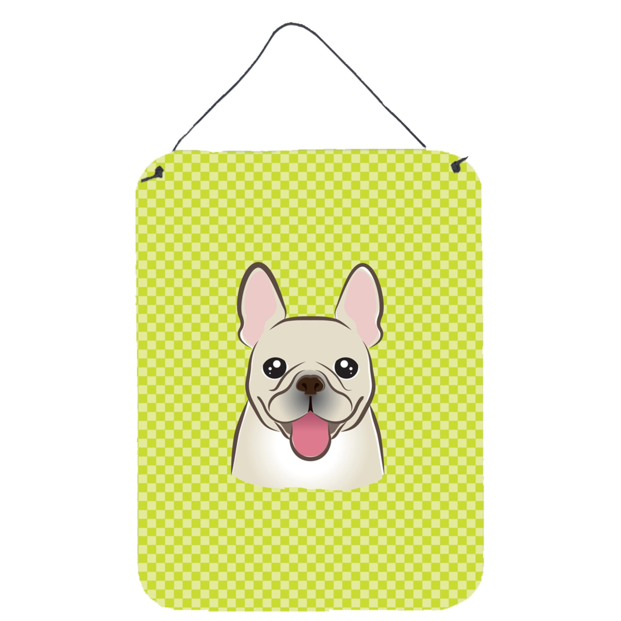 'Caroline'S Treasures Bb1300Ds1216 Checkerboard Lime Green French Bulldog Wall Or Door Hanging Prints, 16'''' X 12''''''