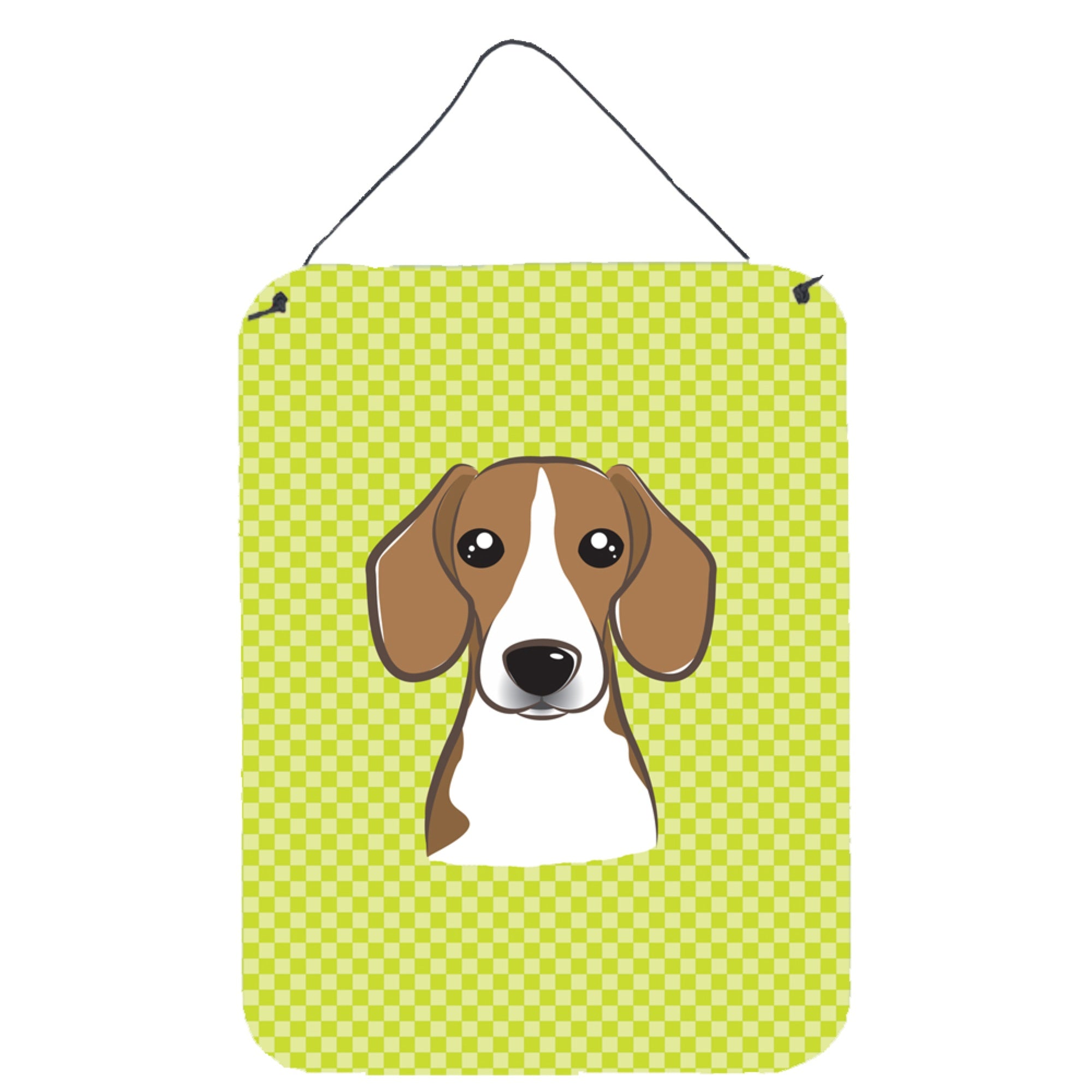 'Caroline'S Treasures Checkerboard Lime Green Beagle Wall Or Door Hanging Prints, 16'''' X 12''''''