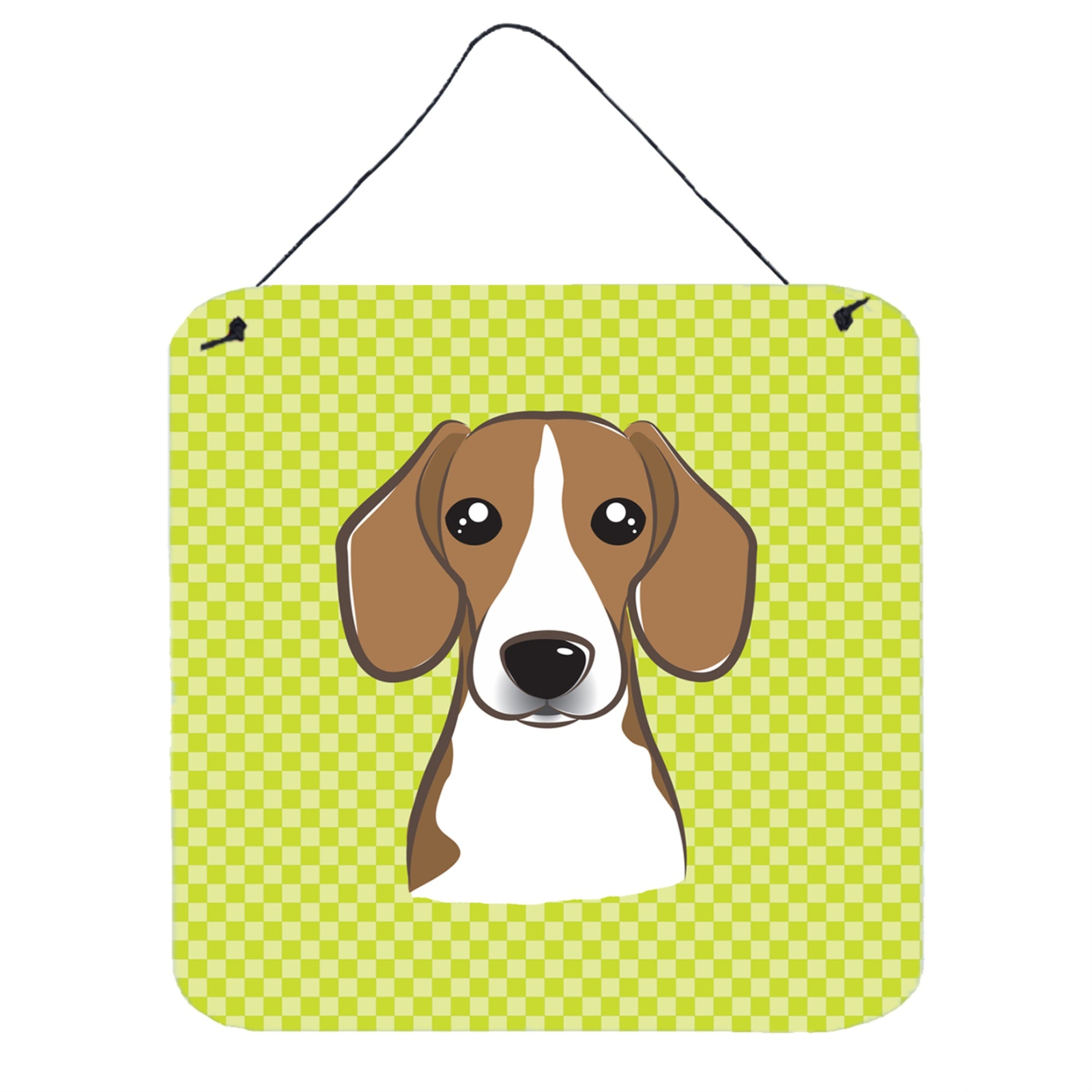 'Caroline'S Treasures Checkerboard Lime Green Beagle Wall Or Door Hanging Prints, 6 X 6''''''