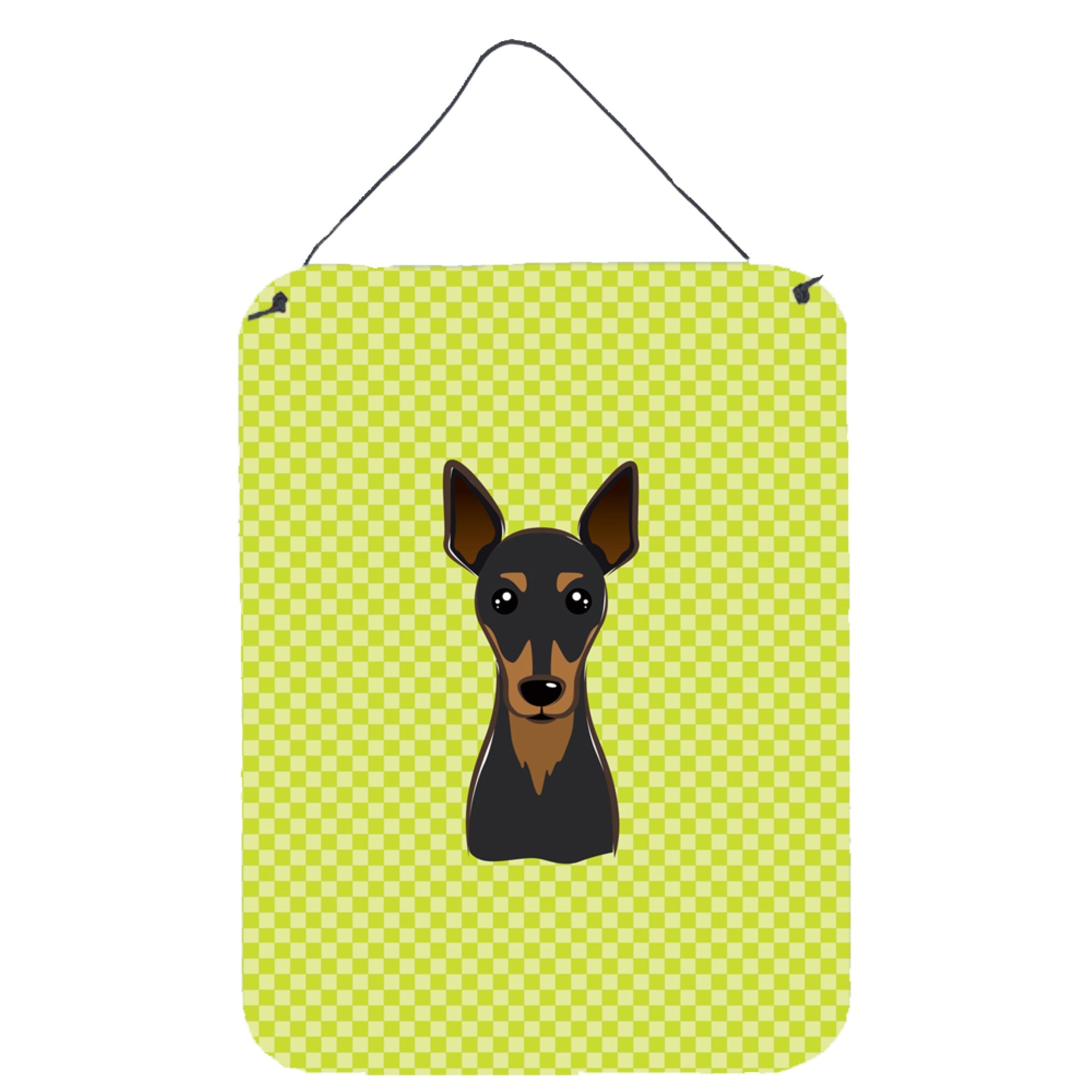 'Caroline'S Treasures Checkerboard Lime Green Min Pin Wall Or Door Hanging Prints, 16'''' X 12''''''