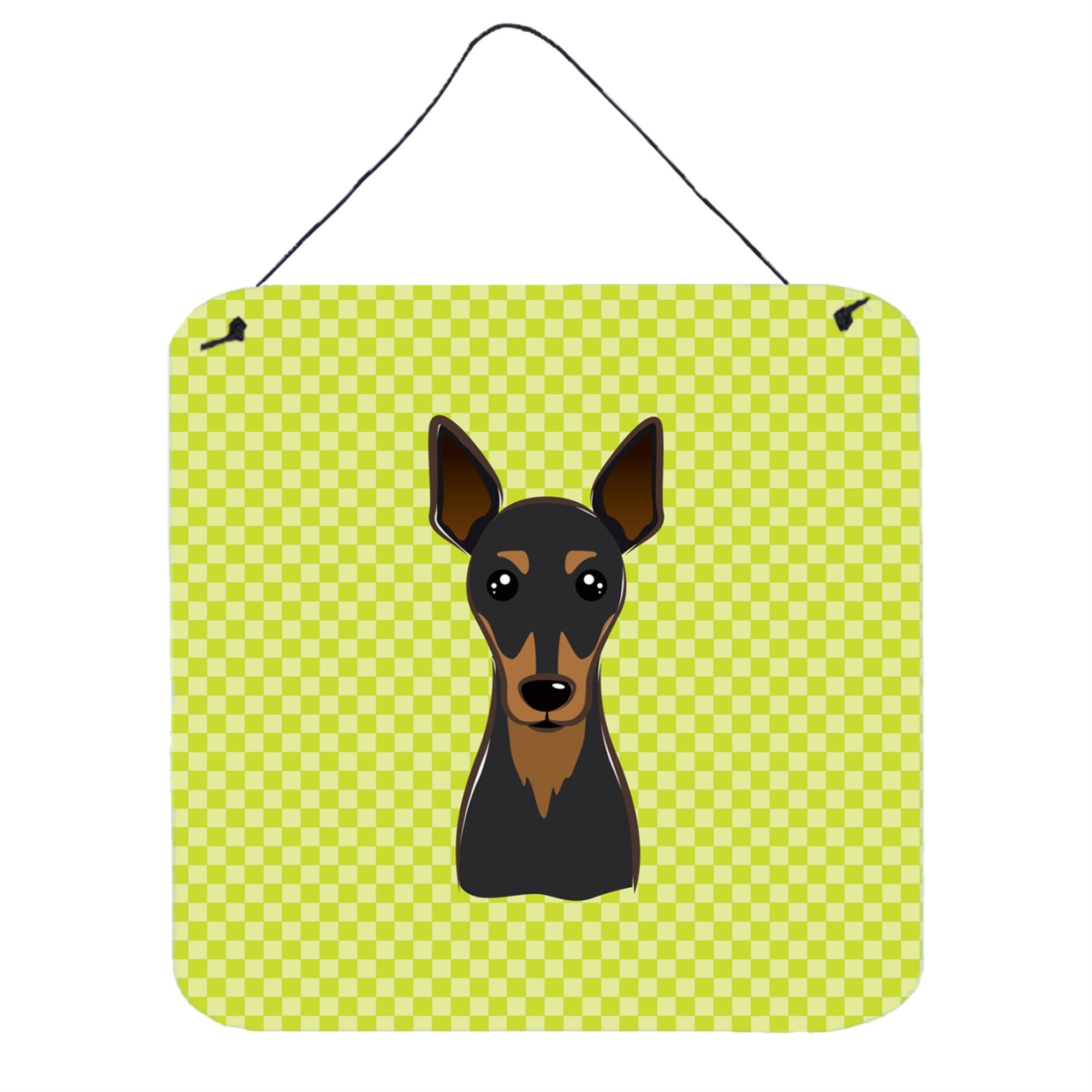 'Caroline'S Treasures Checkerboard Lime Green Min Pin Wall Or Door Hanging Prints, 6 X 6''''''