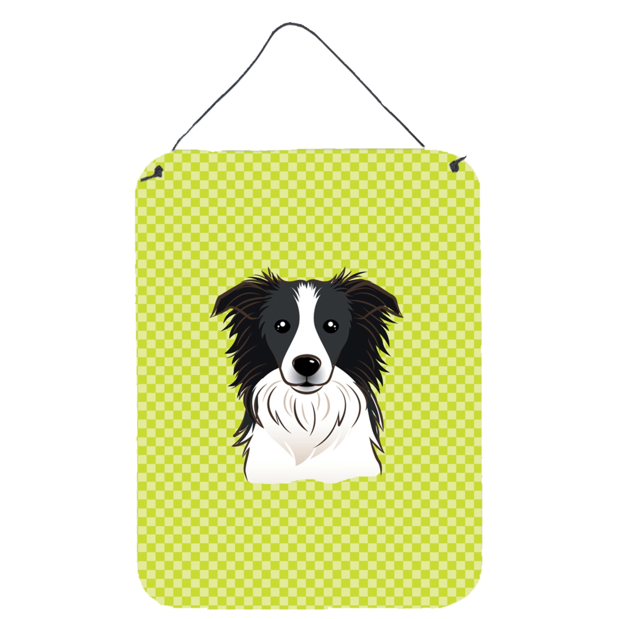 'Caroline'S Treasures Checkerboard Lime Green Border Collie Wall Or Door Hanging Prints, 16'''' X 12''''''