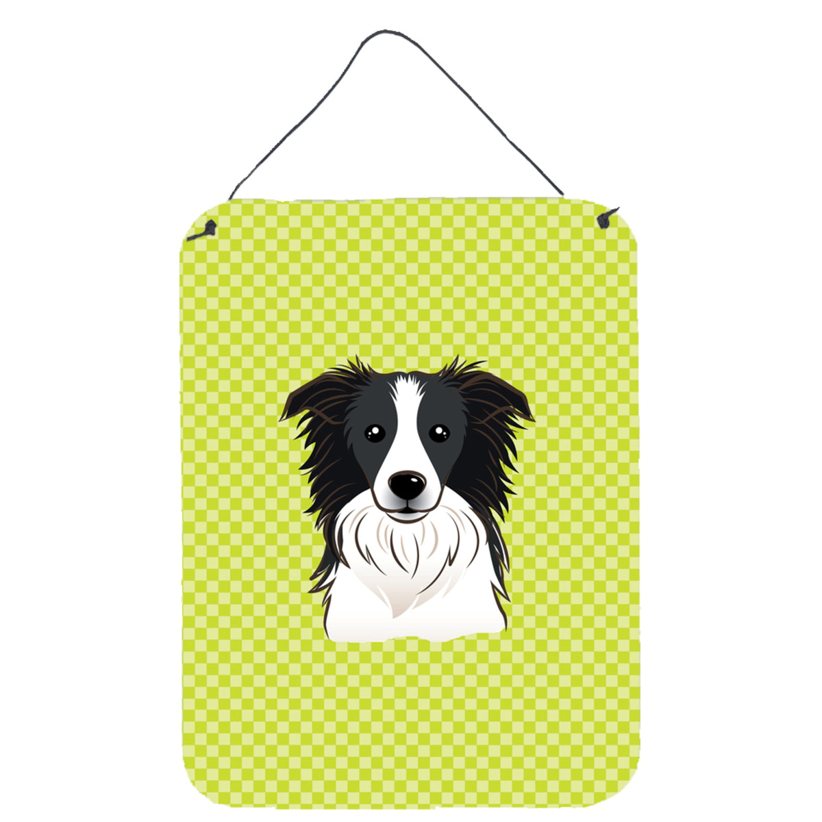 'Caroline'S Treasures Checkerboard Lime Green Border Collie Wall Or Door Hanging Prints, 16'''' X 12''''''