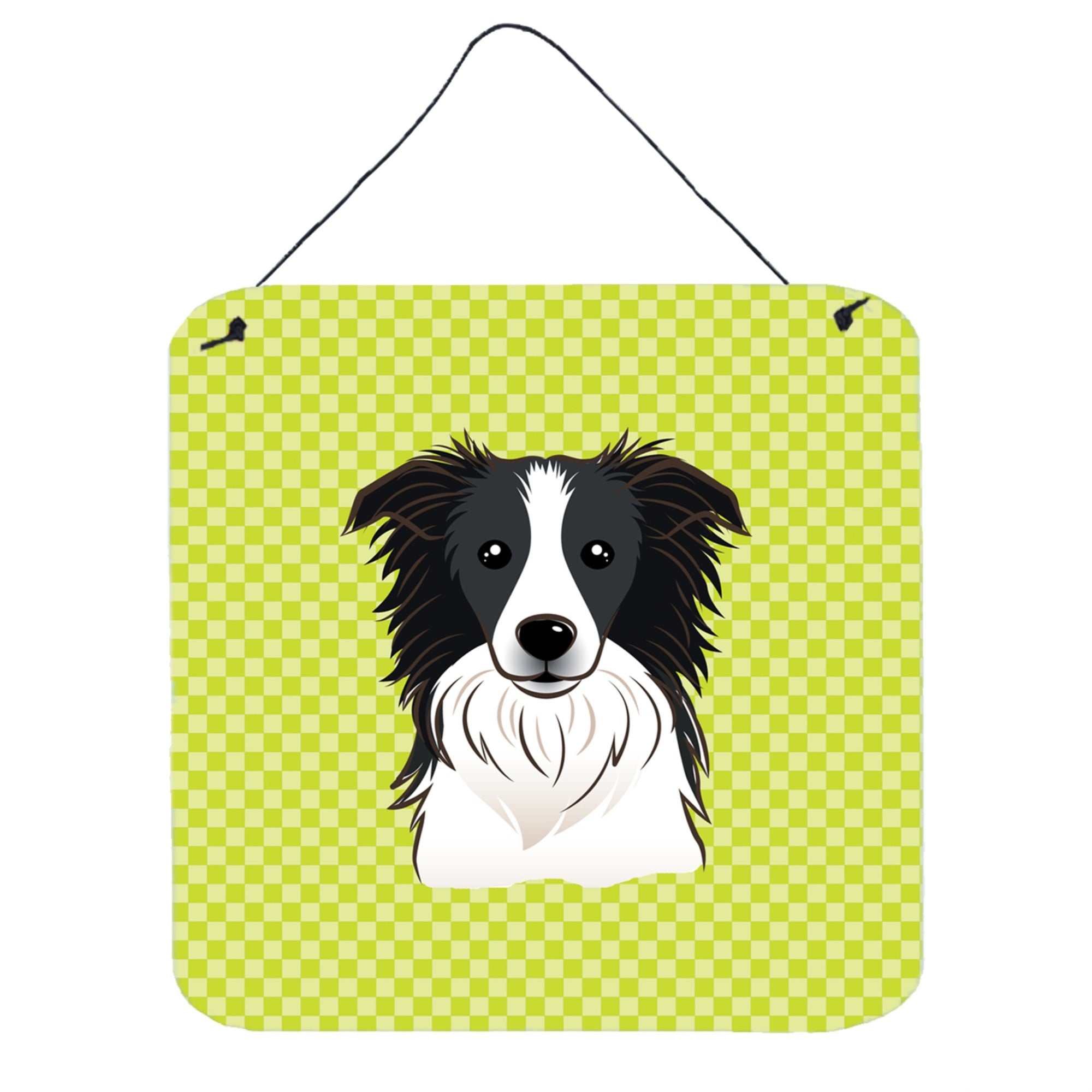 'Caroline'S Treasures Checkerboard Lime Green Border Collie Wall Or Door Hanging Prints, 6 X 6''''''