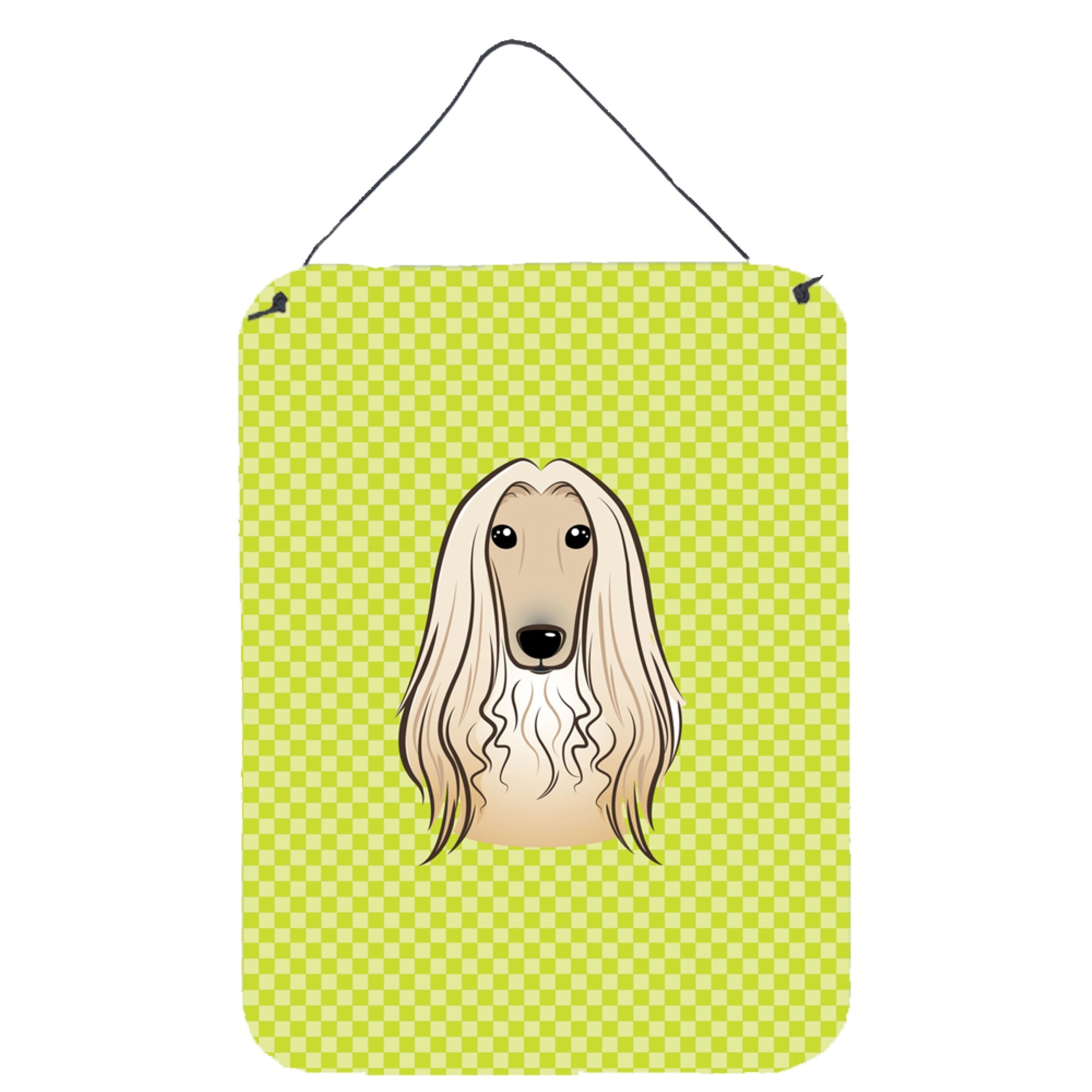 'Caroline'S Treasures Checkerboard Lime Green Afghan Hound Wall Or Door Hanging Prints, 16'''' X 12''''''