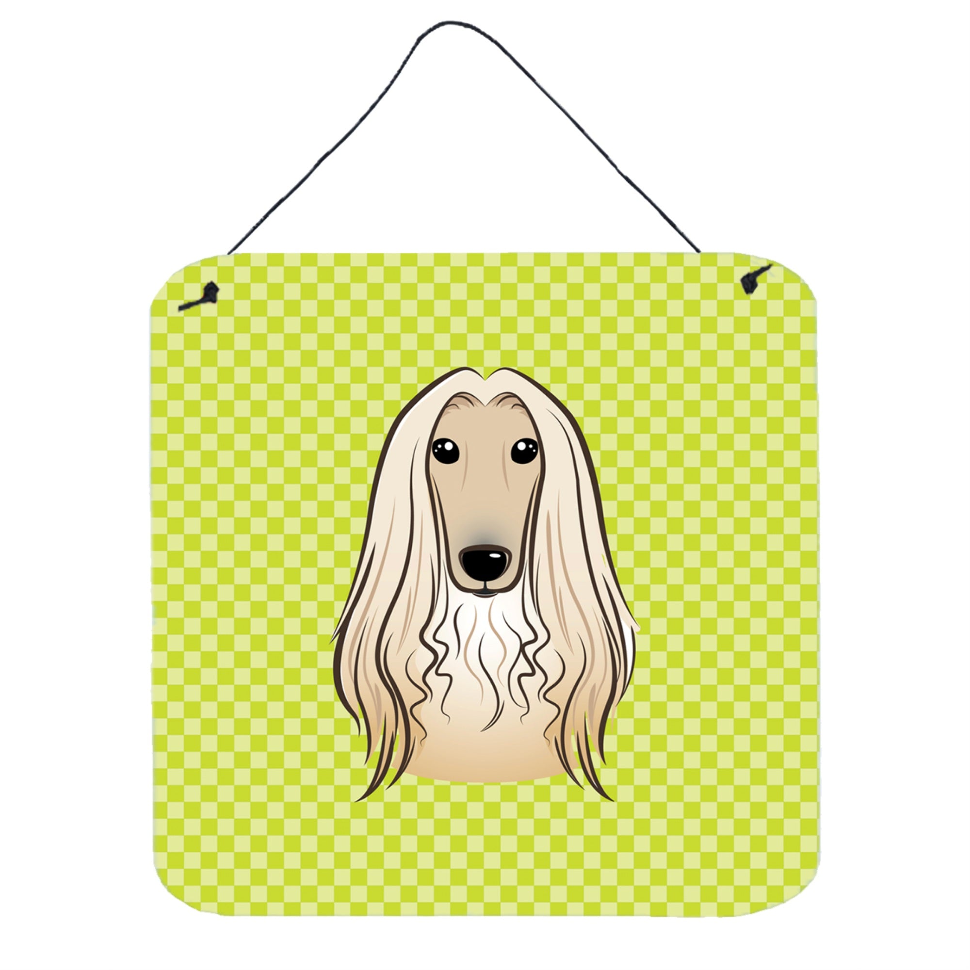 'Caroline'S Treasures Checkerboard Lime Green Afghan Hound Wall Or Door Hanging Prints, 6 X 6''''''