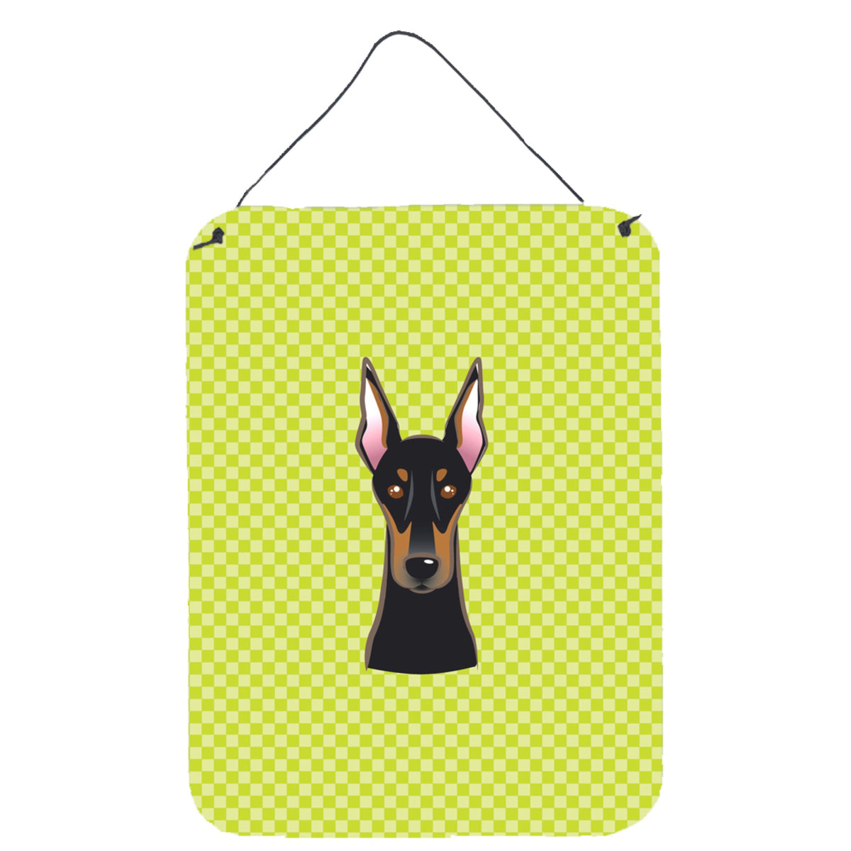 'Caroline'S Treasures Checkerboard Lime Green Doberman Wall Or Door Hanging Prints, 16'''' X 12''''''