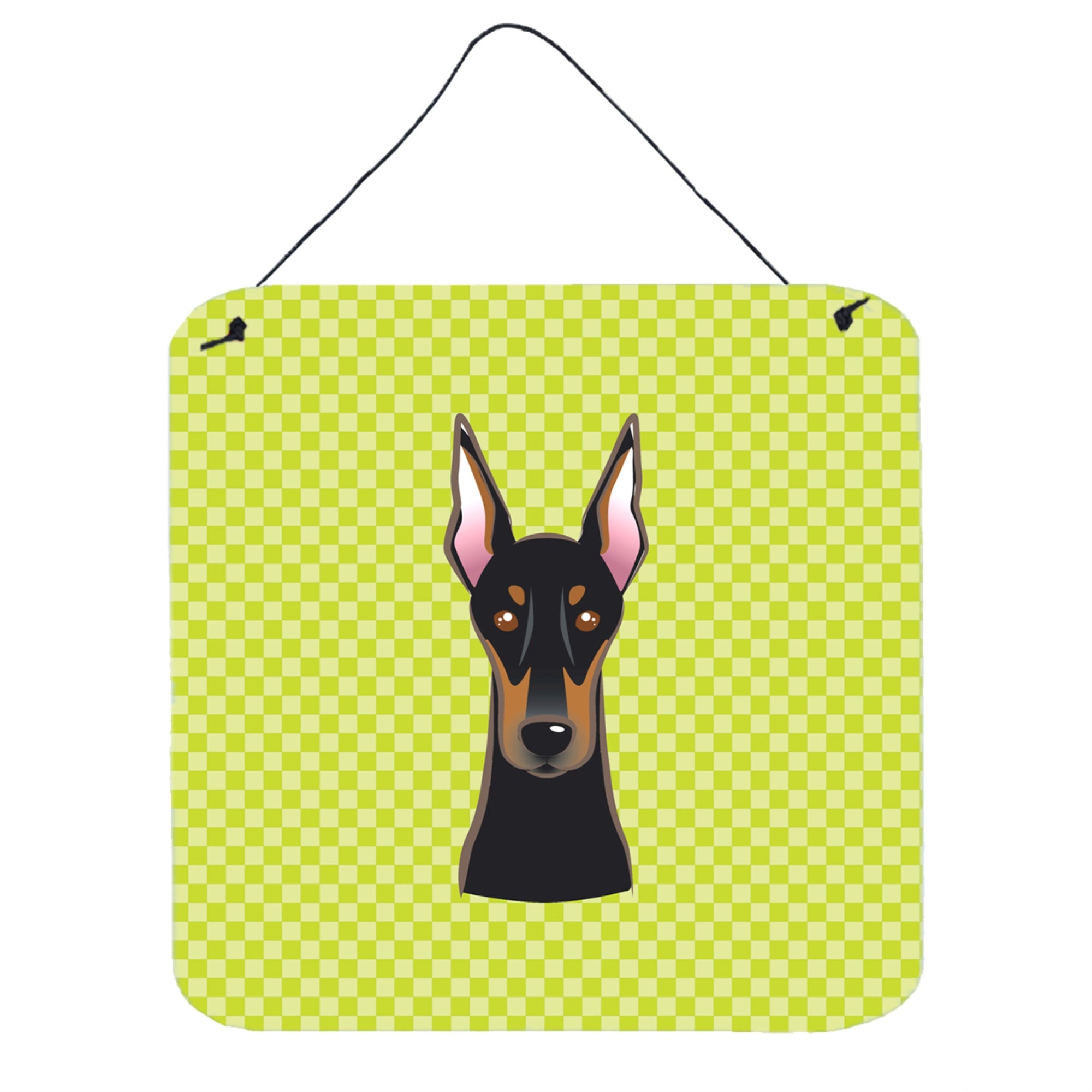 'Caroline'S Treasures Checkerboard Lime Green Doberman Wall Or Door Hanging Prints, 6 X 6''''''