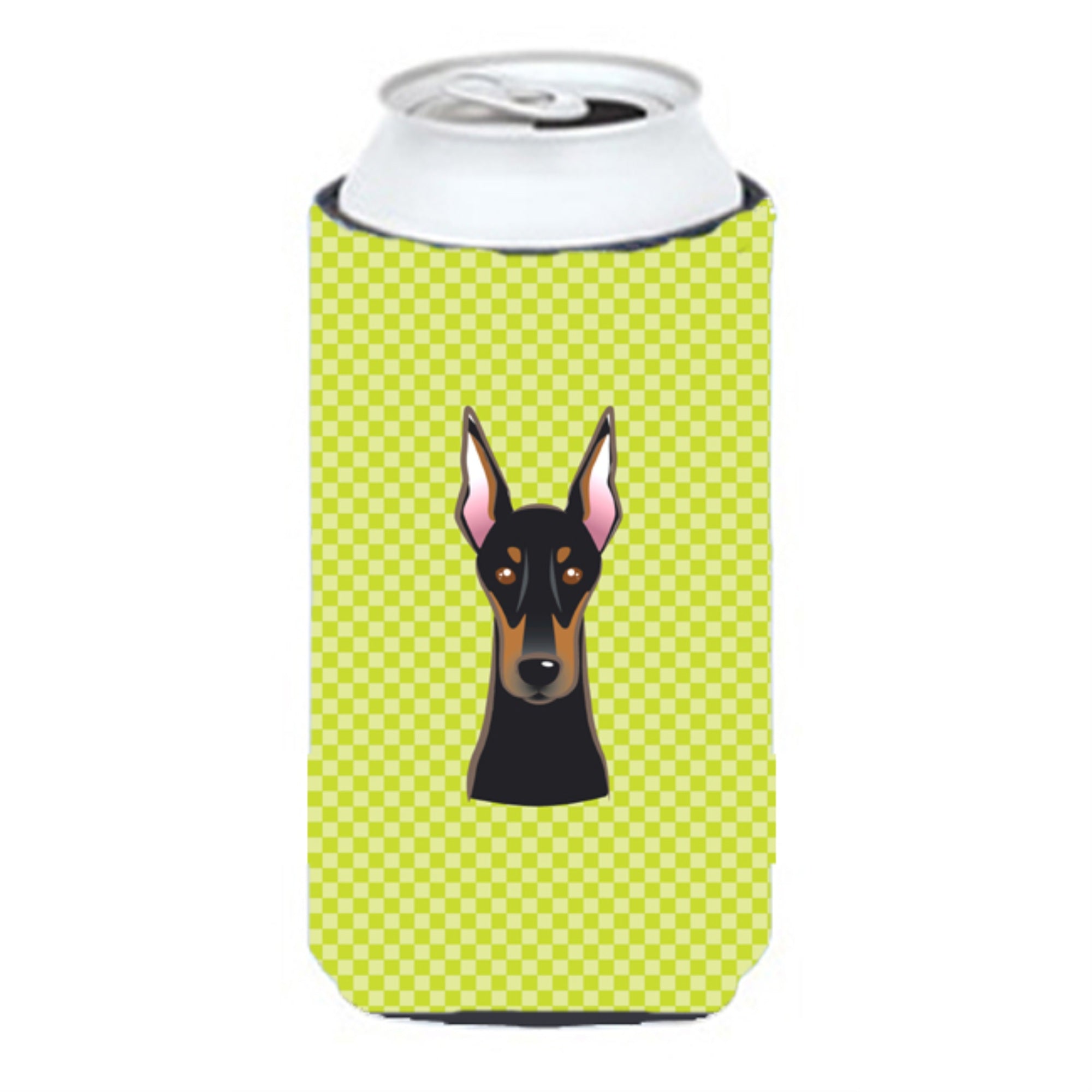 Checkerboard Lime Green Doberman Tall Boy Beverage Insulator Hugger Bb1307Tbc