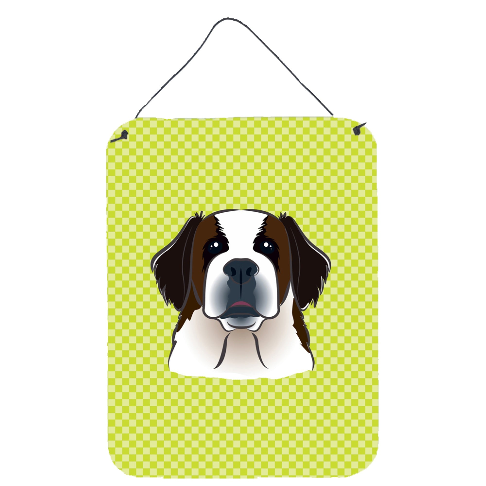 'Caroline'S Treasures Checkerboard Lime Green Saint Bernard Wall Or Door Hanging Prints, 16'''' X 12''''''