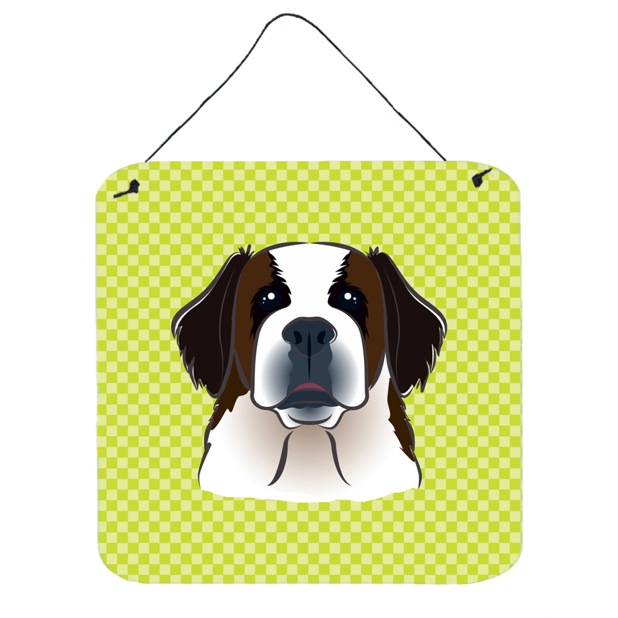 'Caroline'S Treasures Checkerboard Lime Green Saint Bernard Wall Or Door Hanging Prints, 6 X 6''''''