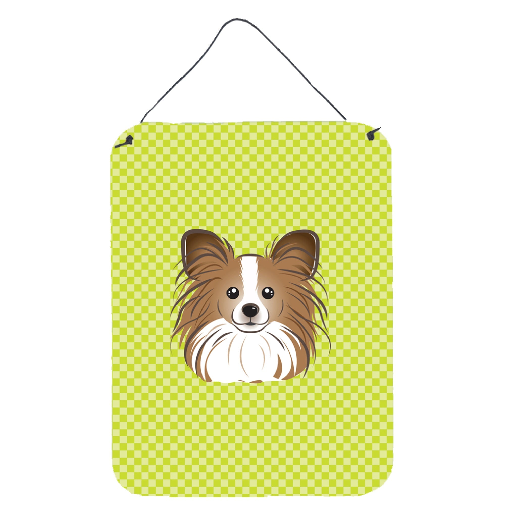 'Caroline'S Treasures Checkerboard Lime Green Papillon Wall Or Door Hanging Prints, 16'''' X 12''''''