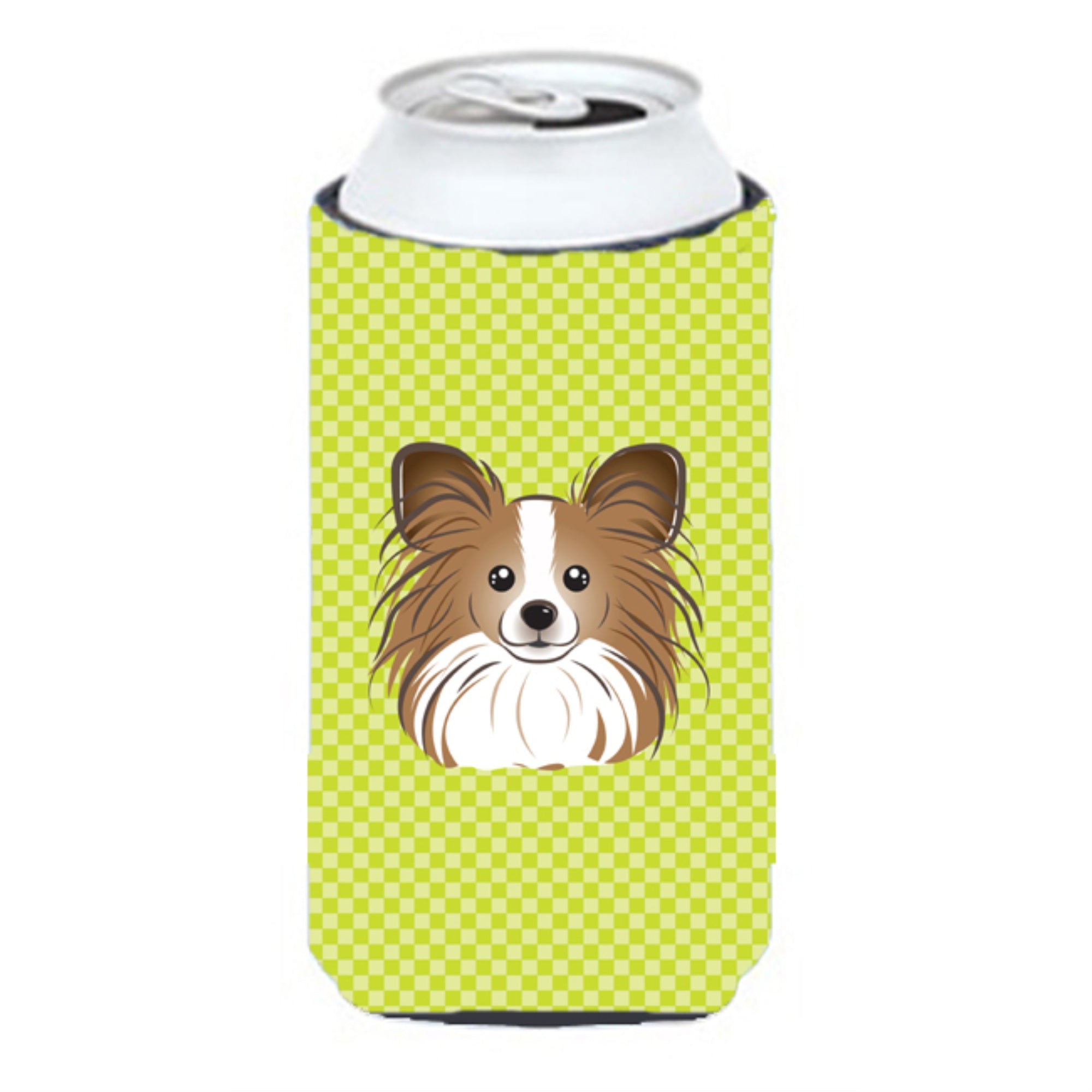 Checkerboard Lime Green Papillon Tall Boy Beverage Insulator Hugger Bb1310Tbc