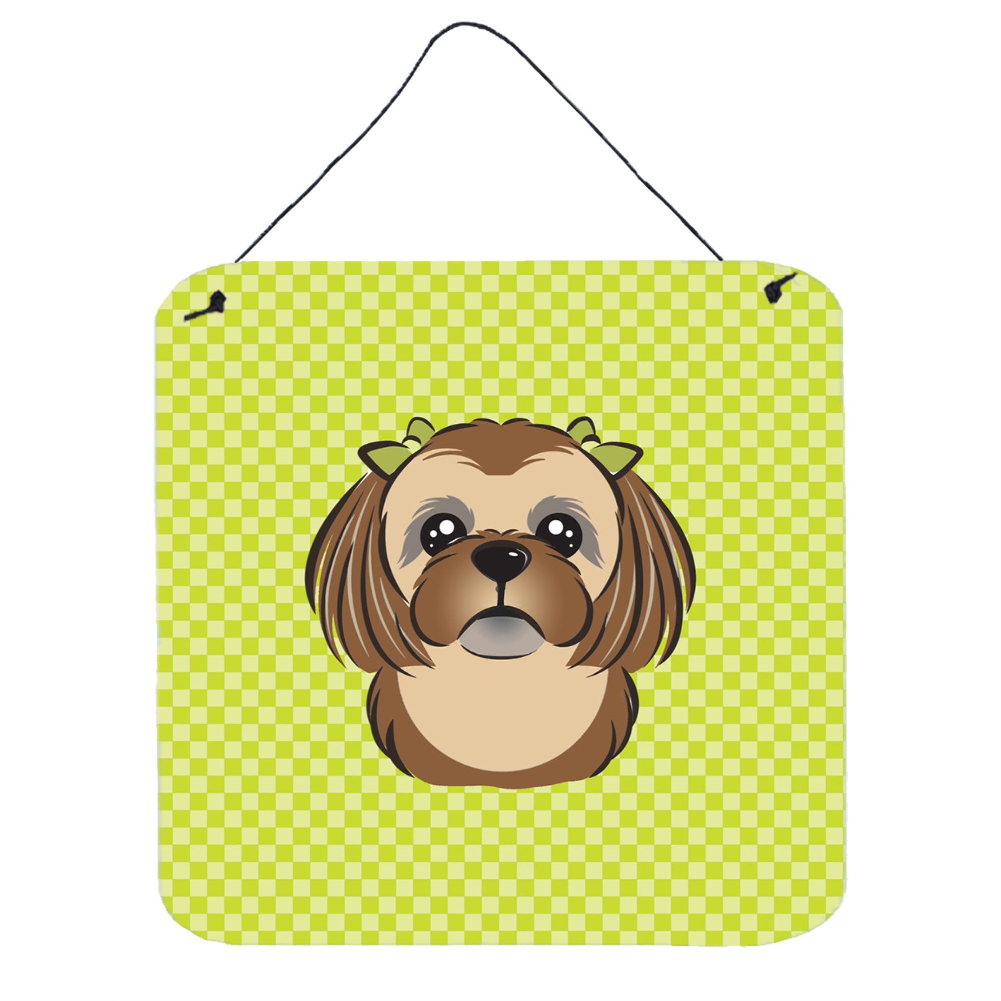 'Caroline'S Treasures Lime Green Chocolate Brown Shih Tzu Aluminium Metal Wall Or Door Hanging Prints, 6 X 6''''''