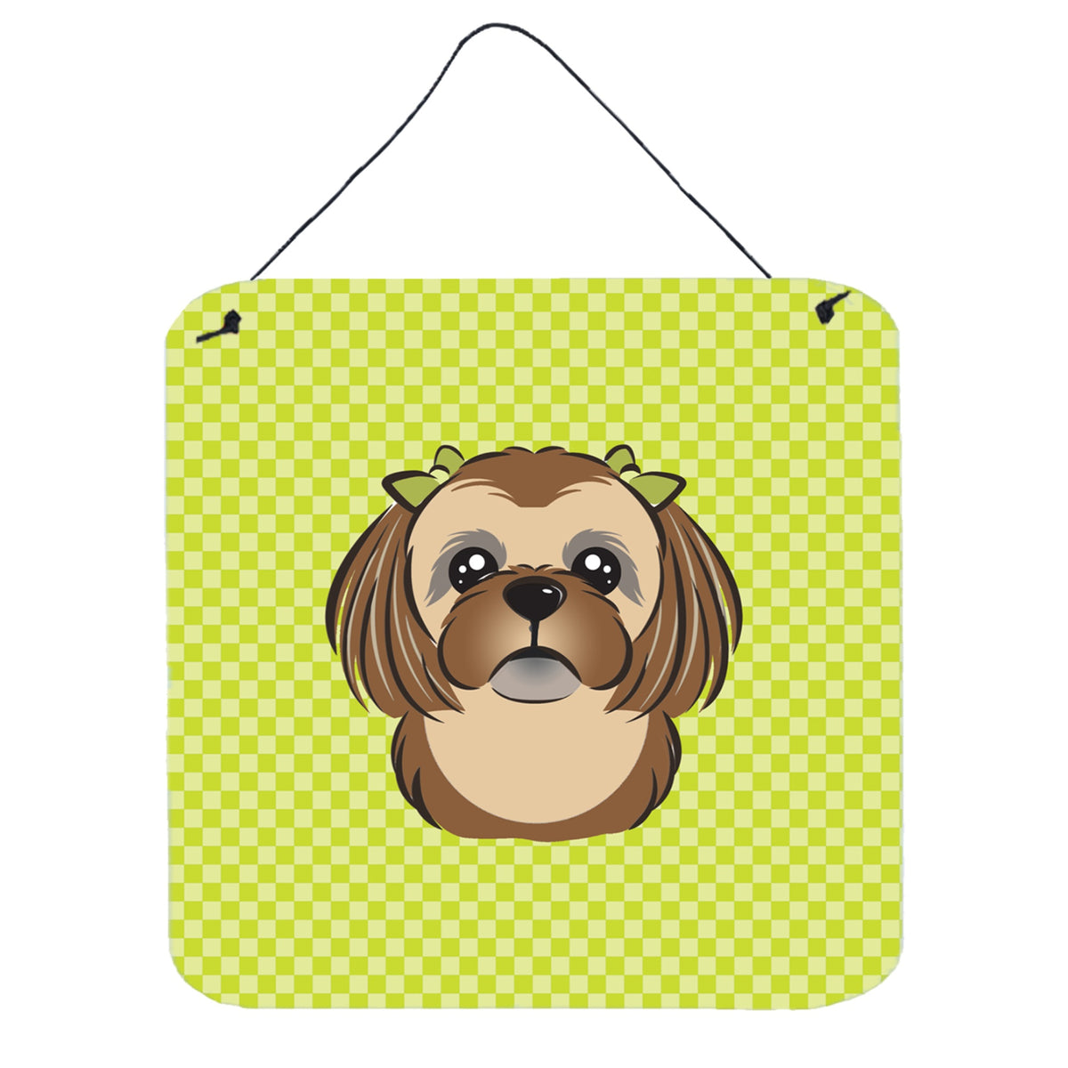 'Caroline'S Treasures Lime Green Chocolate Brown Shih Tzu Aluminium Metal Wall Or Door Hanging Prints, 6 X 6''''''