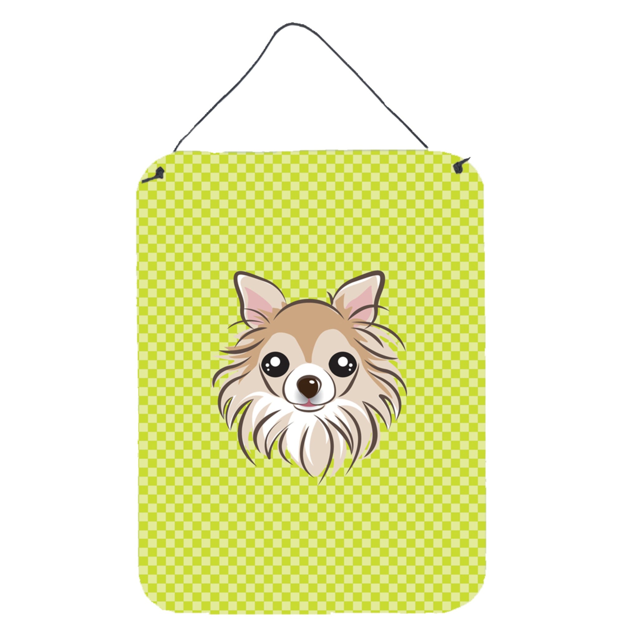 'Caroline'S Treasures Checkerboard Lime Green Chihuahua Wall Or Door Hanging Prints, 16'''' X 12''''''