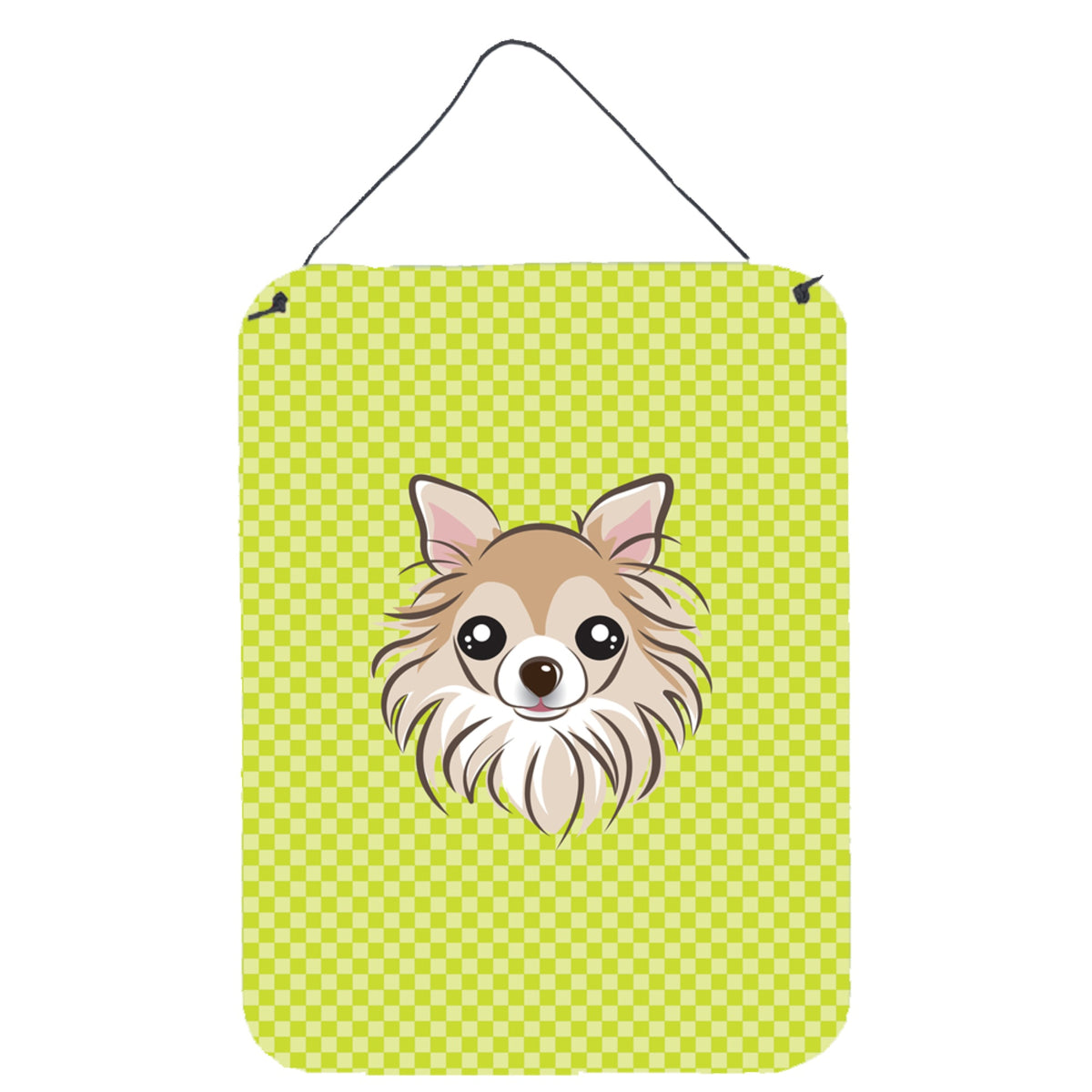 'Caroline'S Treasures Checkerboard Lime Green Chihuahua Wall Or Door Hanging Prints, 16'''' X 12''''''