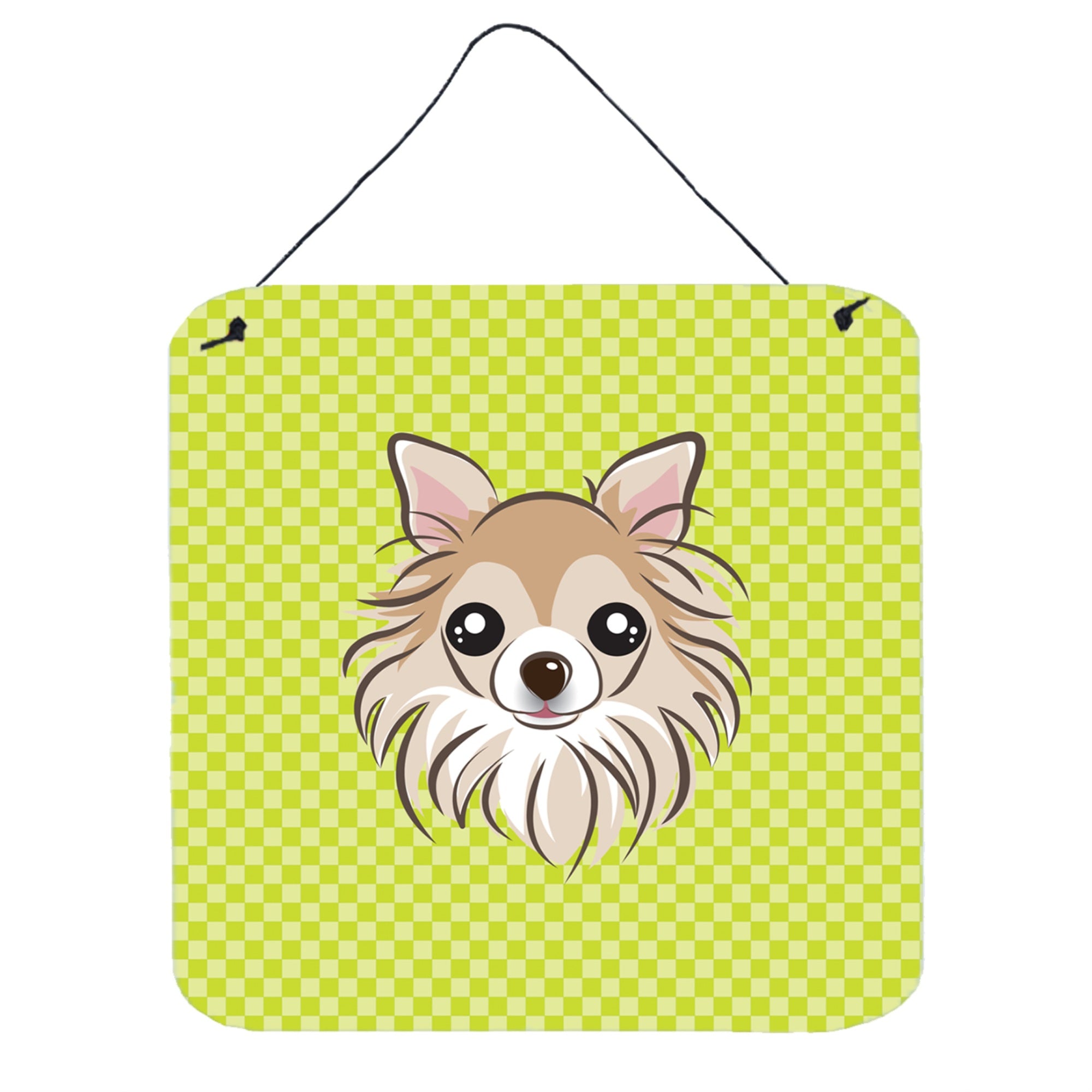 'Caroline'S Treasures Checkerboard Lime Green Chihuahua Wall Or Door Hanging Prints, 6 X 6''''''