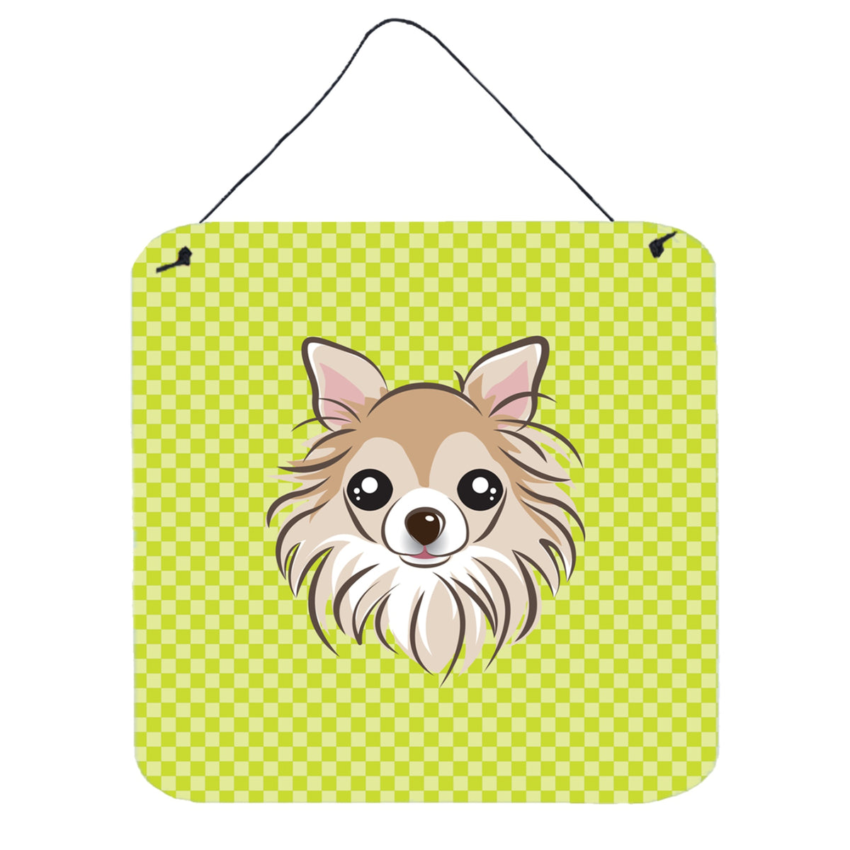 'Caroline'S Treasures Checkerboard Lime Green Chihuahua Wall Or Door Hanging Prints, 6 X 6''''''