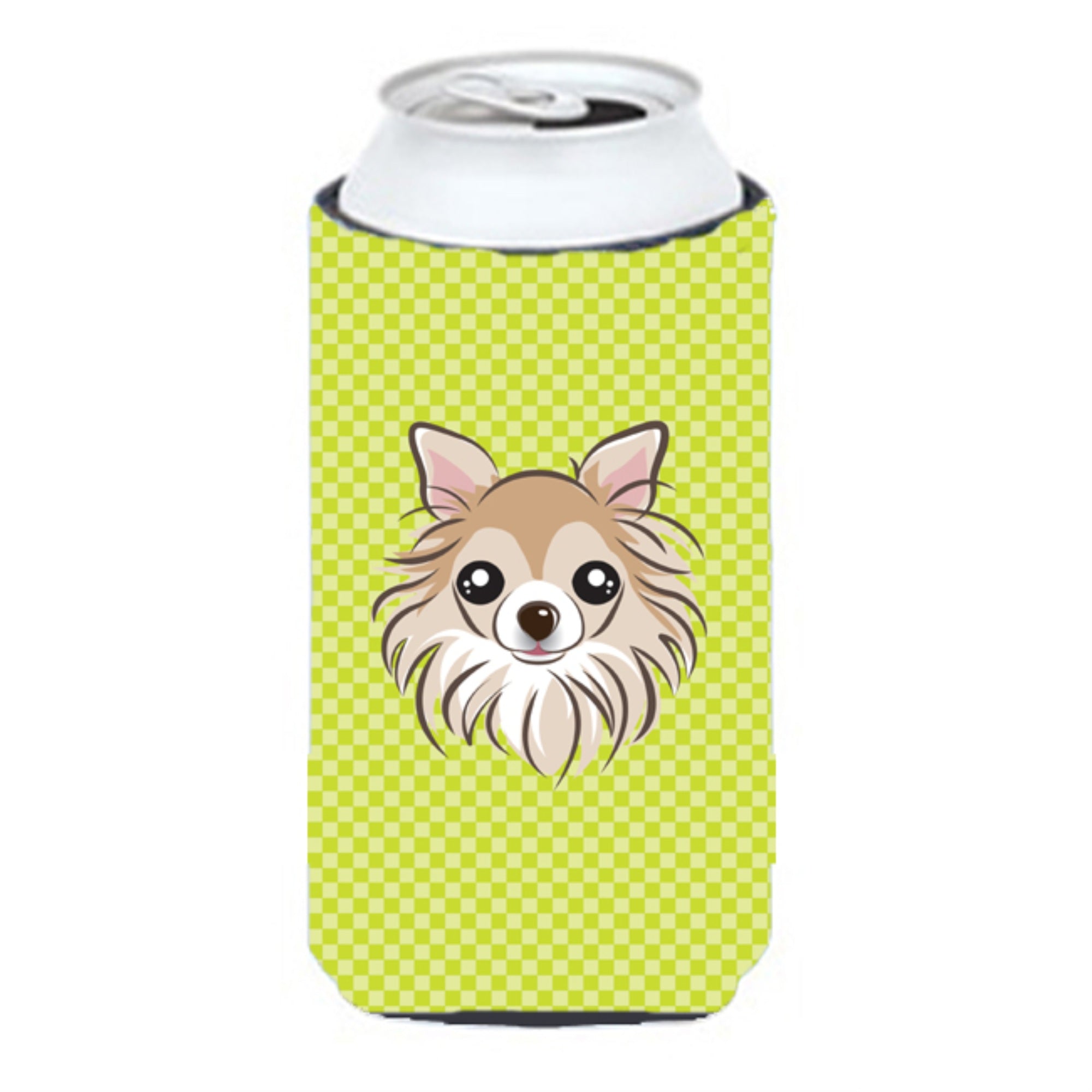 Checkerboard Lime Green Chihuahua Tall Boy Beverage Insulator Hugger Bb1313Tbc
