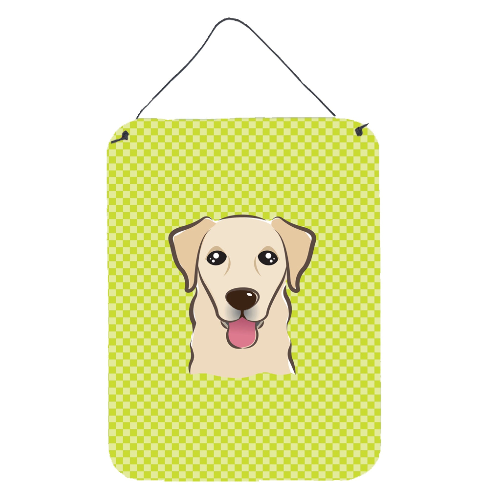'Caroline'S Treasures Bb1314Ds1216 Checkerboard Lime Green Golden Retriever Wall Or Door Hanging Prints, 16'''' X 12''''''
