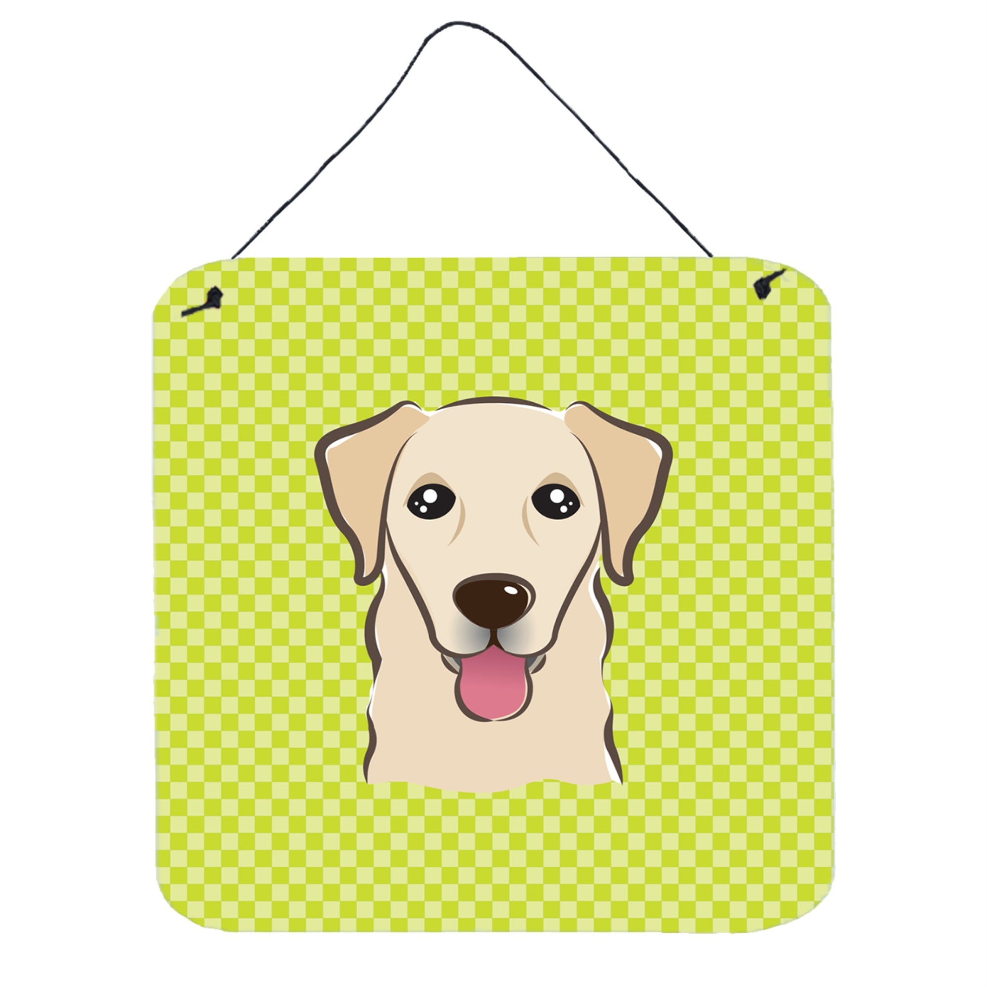 'Caroline'S Treasures Bb1314Ds66 Checkerboard Lime Green Golden Retriever Wall Or Door Hanging Prints, 6 X 6''''''